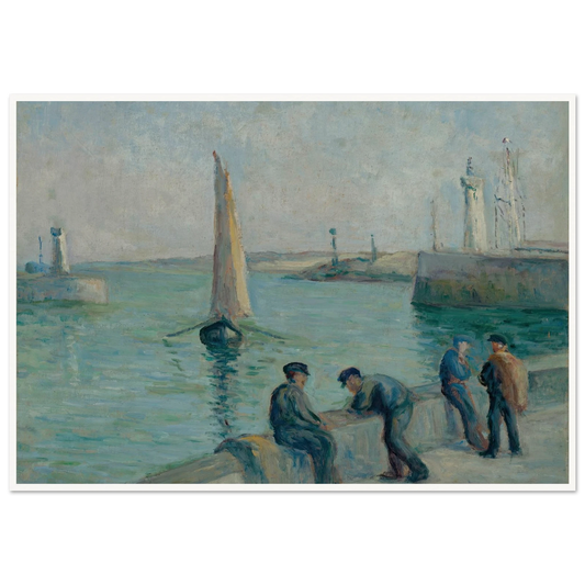 Honfleur, Pêcheurs sur le Port Art Print | Maximilien Luce - Framed Poster - 30x40 cm / 12x16″ - Black frame
