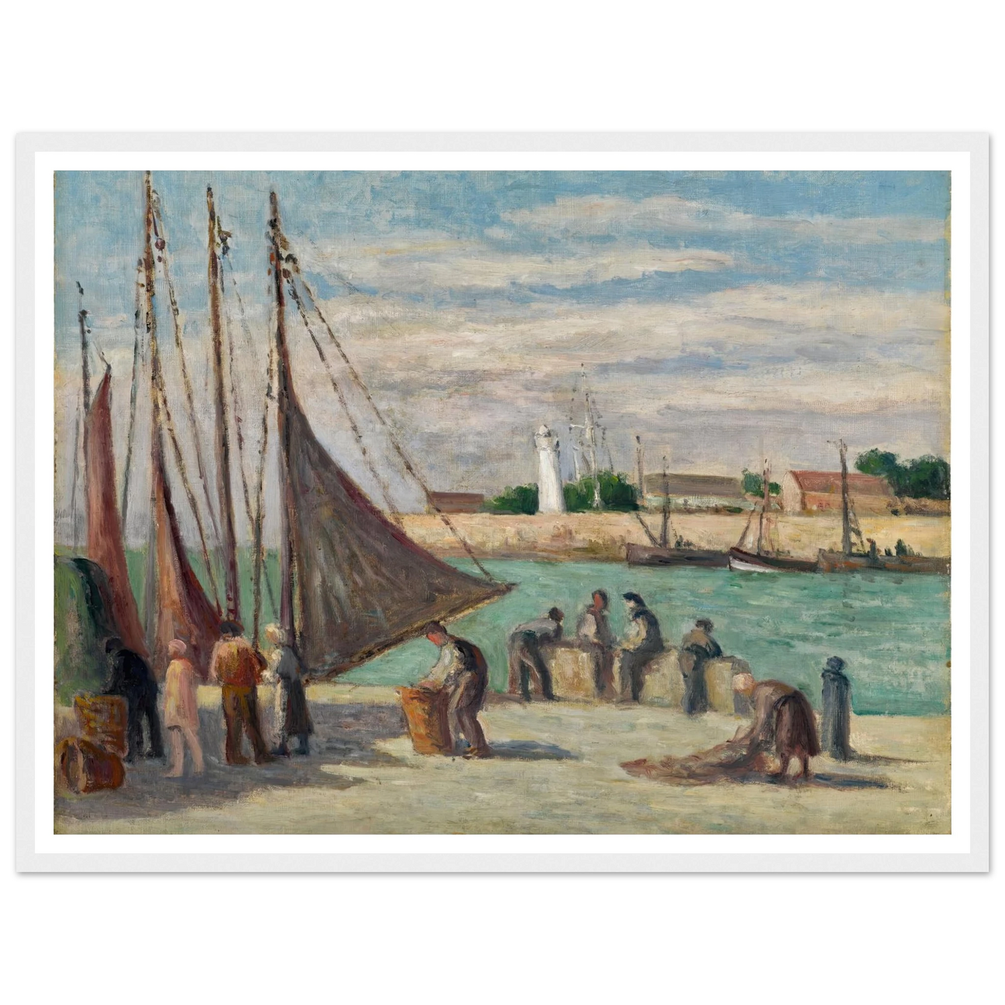 Honfleur, Sur le Quai Art Print | Maximilien Luce - Framed Poster - 30x40 cm / 12x16″ - Black frame