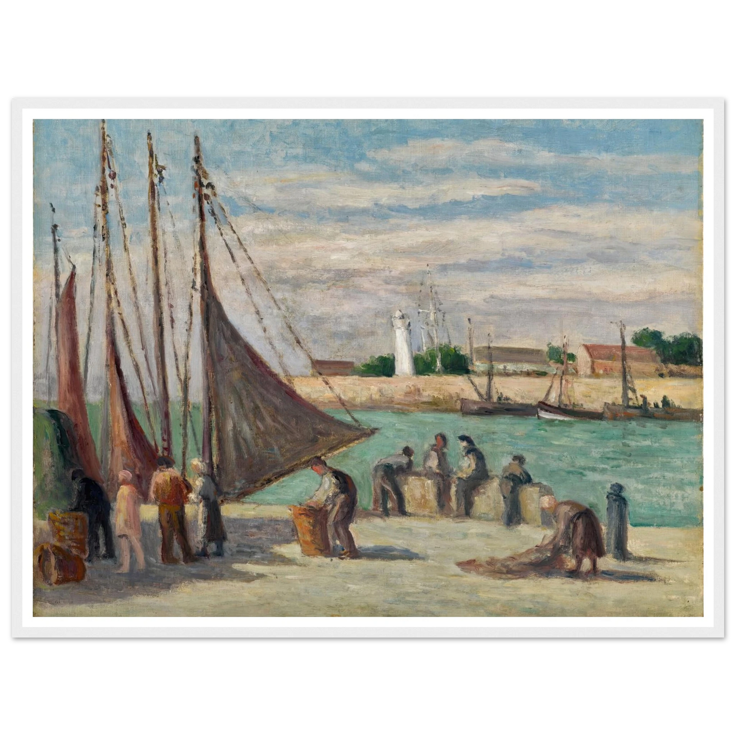Honfleur, Sur le Quai Art Print | Maximilien Luce - Framed Poster - 30x40 cm / 12x16″ - Black frame