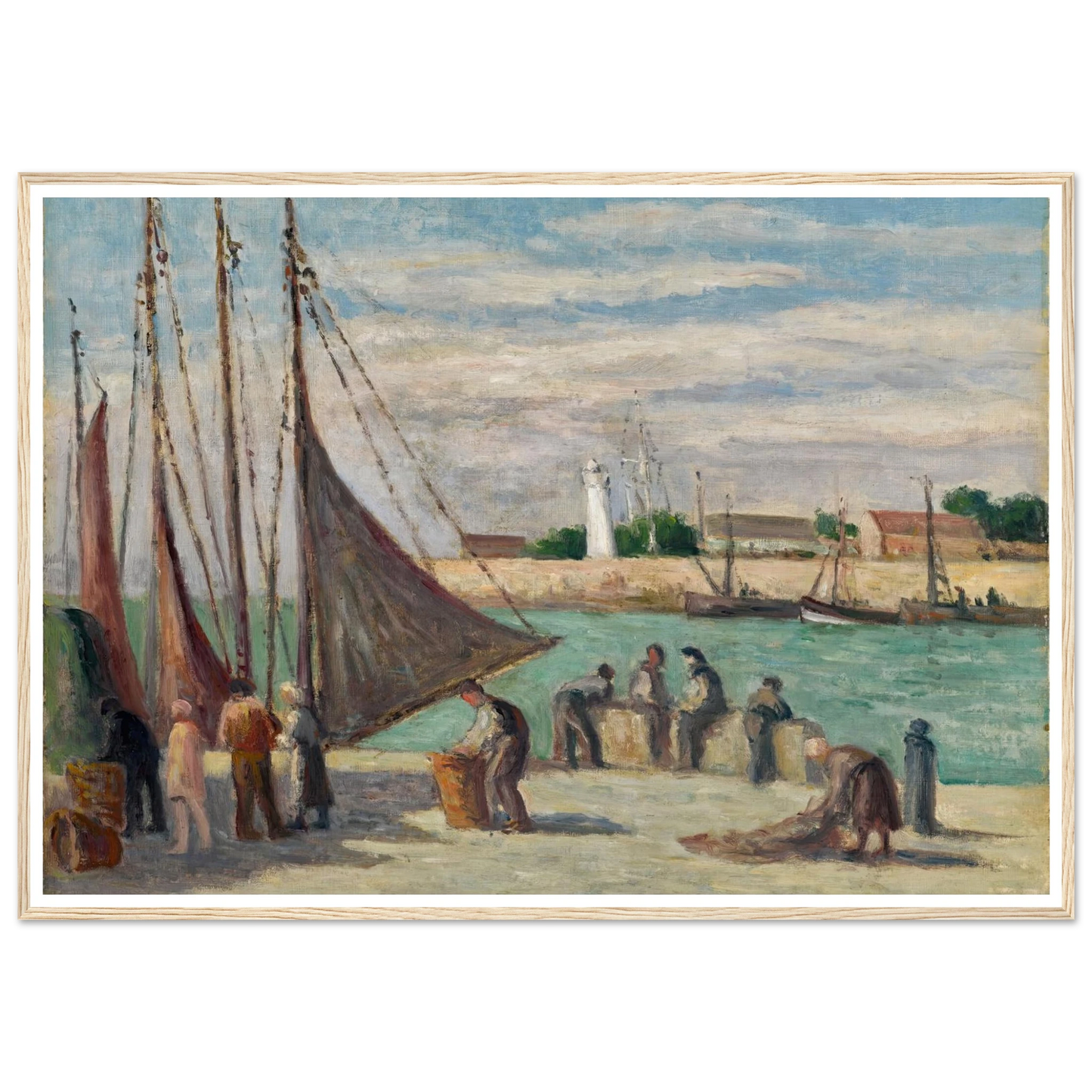 Honfleur, Sur le Quai Art Print | Maximilien Luce - Framed Poster - 30x40 cm / 12x16″ - Black frame