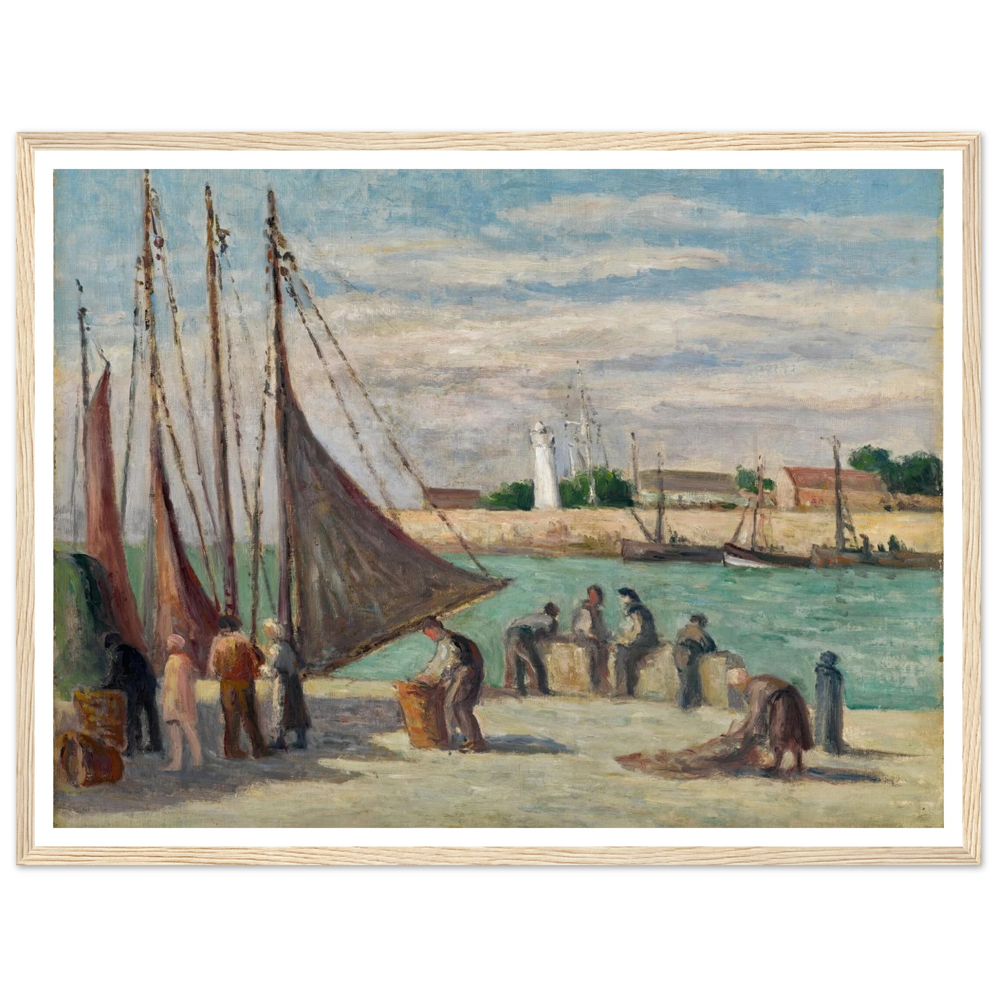 Honfleur, Sur le Quai Art Print | Maximilien Luce - Framed Poster - 30x40 cm / 12x16″ - Black frame