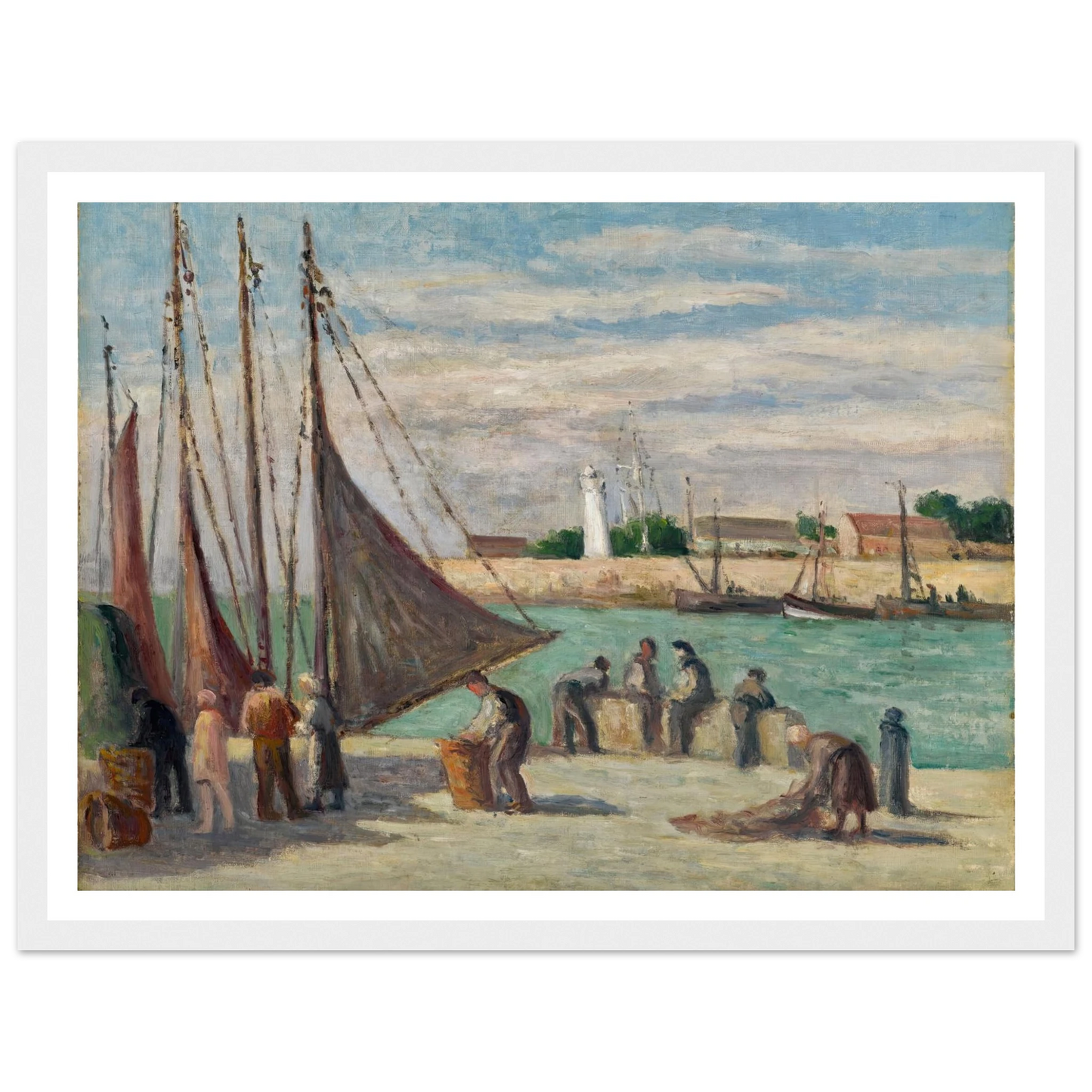 Honfleur, Sur le Quai Art Print | Maximilien Luce - Framed Poster - 30x40 cm / 12x16″ - Black frame