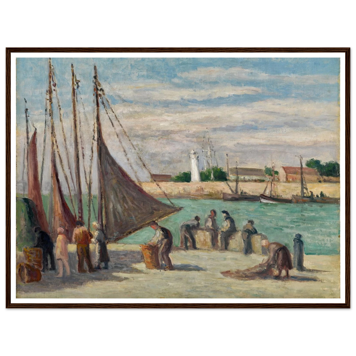 Honfleur, Sur le Quai Art Print | Maximilien Luce - Framed Poster - 30x40 cm / 12x16″ - Black frame
