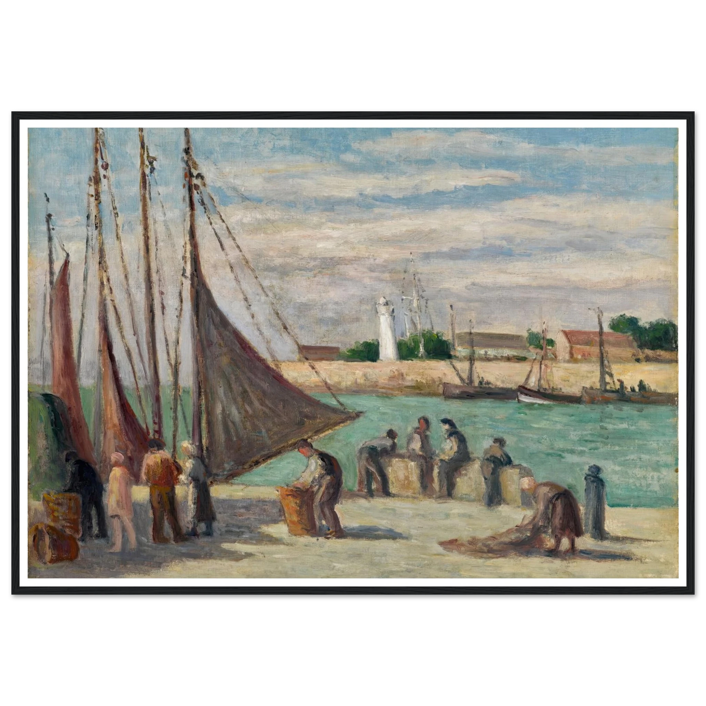 Honfleur, Sur le Quai Art Print | Maximilien Luce - Framed Poster - 30x40 cm / 12x16″ - Black frame