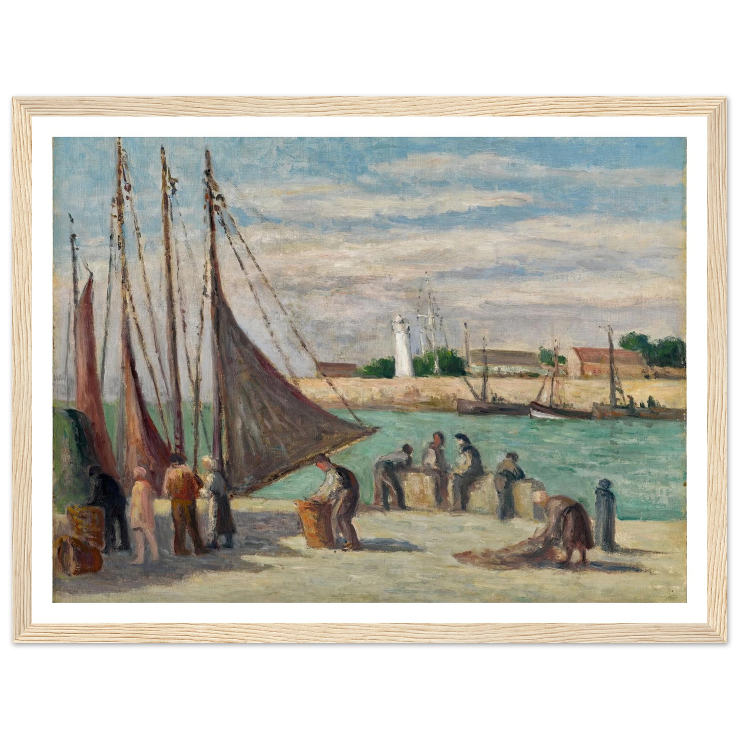 Honfleur, Sur le Quai Art Print | Maximilien Luce - Framed Poster - 30x40 cm / 12x16″ - Black frame