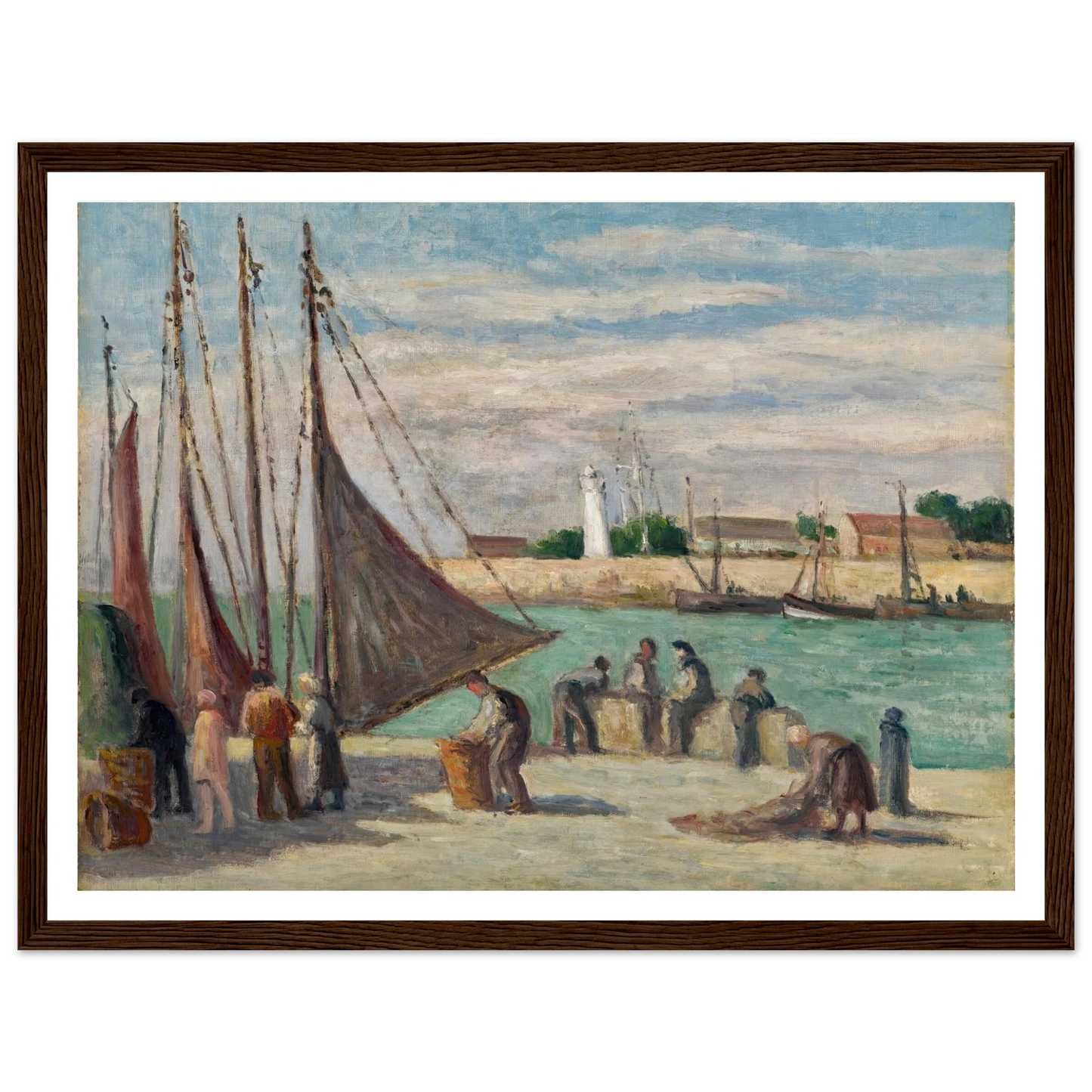 Honfleur, Sur le Quai Art Print | Maximilien Luce - Framed Poster - 30x40 cm / 12x16″ - Black frame