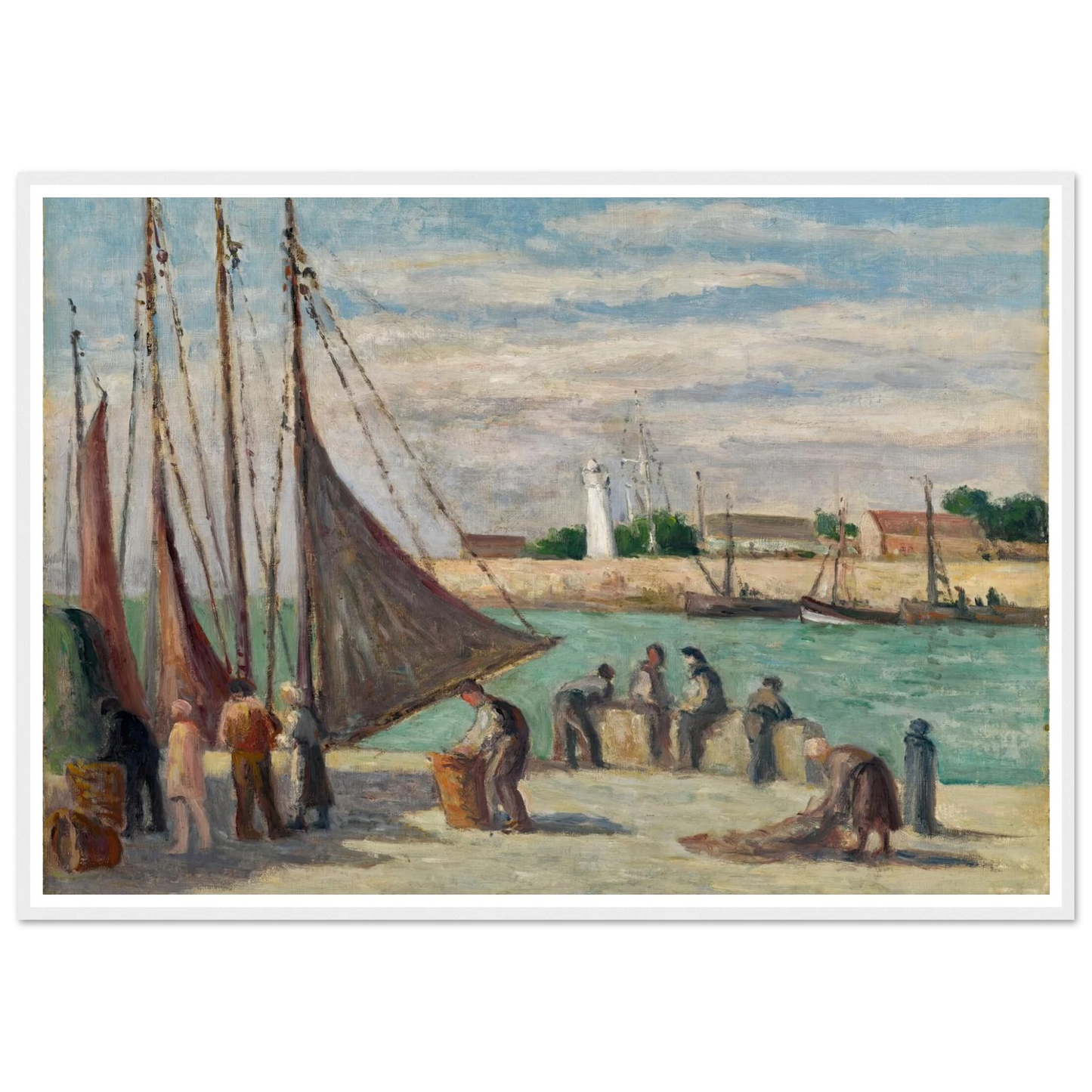 Honfleur, Sur le Quai Art Print | Maximilien Luce - Framed Poster - 30x40 cm / 12x16″ - Black frame