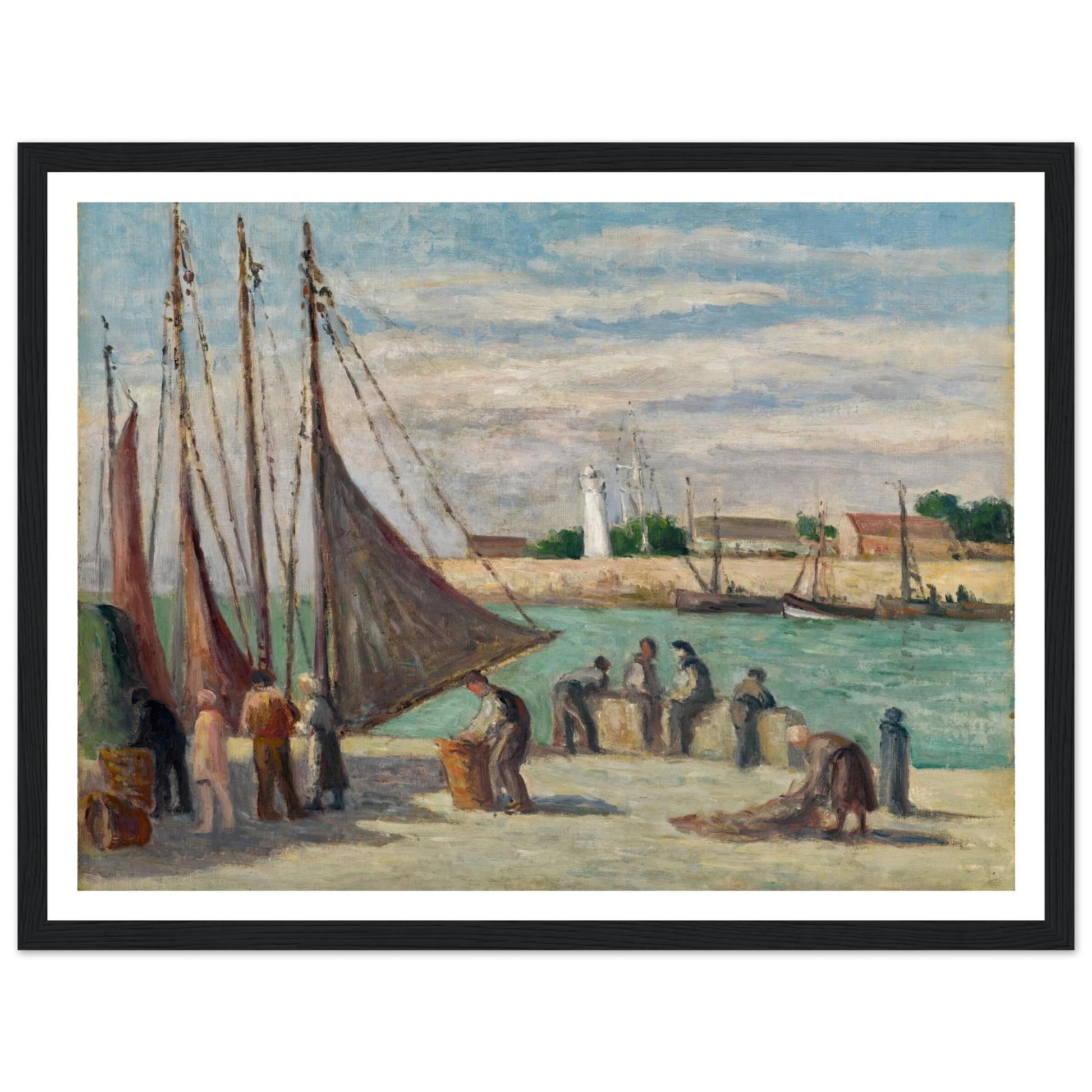 Honfleur, Sur le Quai Art Print | Maximilien Luce - Framed Poster - 30x40 cm / 12x16″ - Black frame
