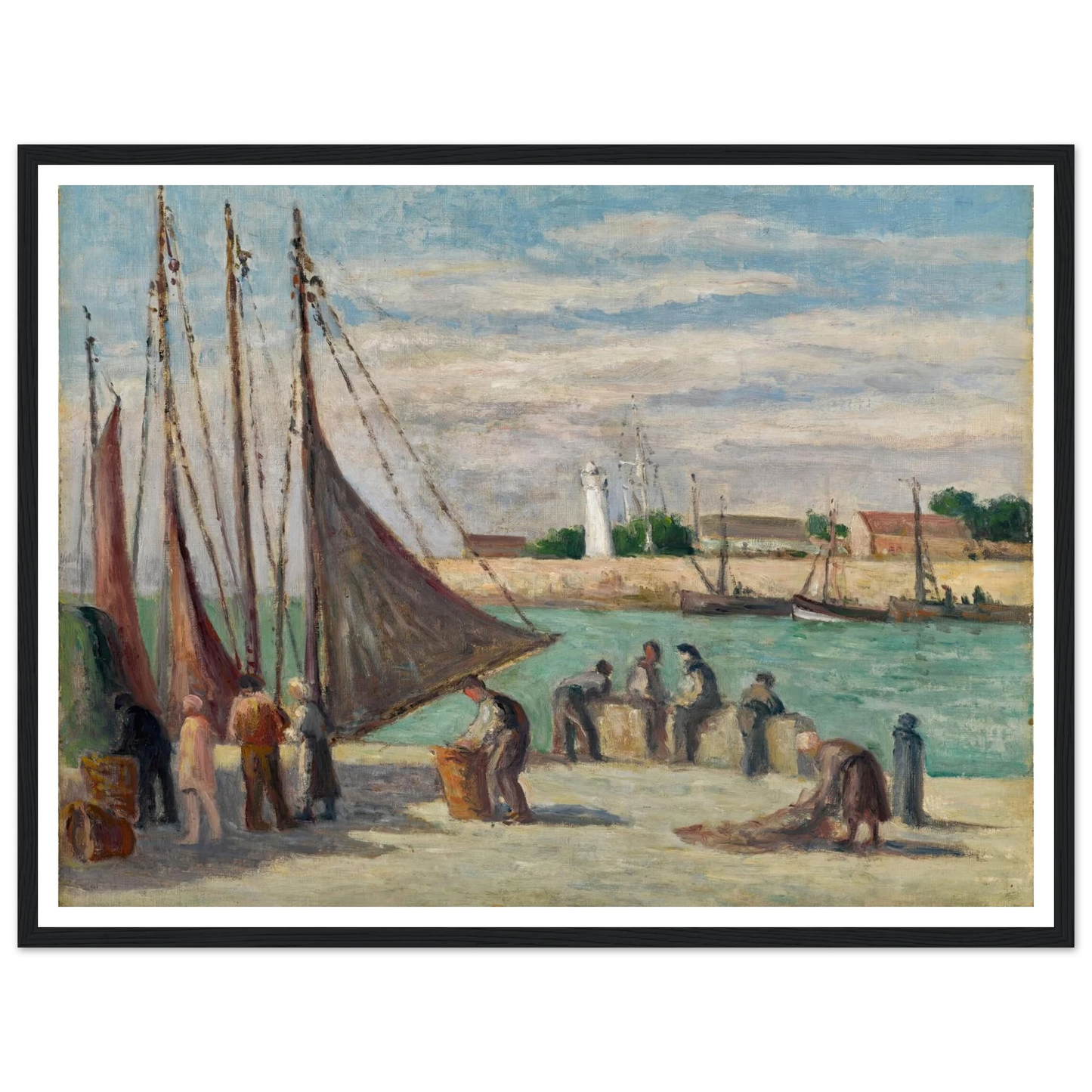 Honfleur, Sur le Quai Art Print | Maximilien Luce - Framed Poster - 30x40 cm / 12x16″ - Black frame