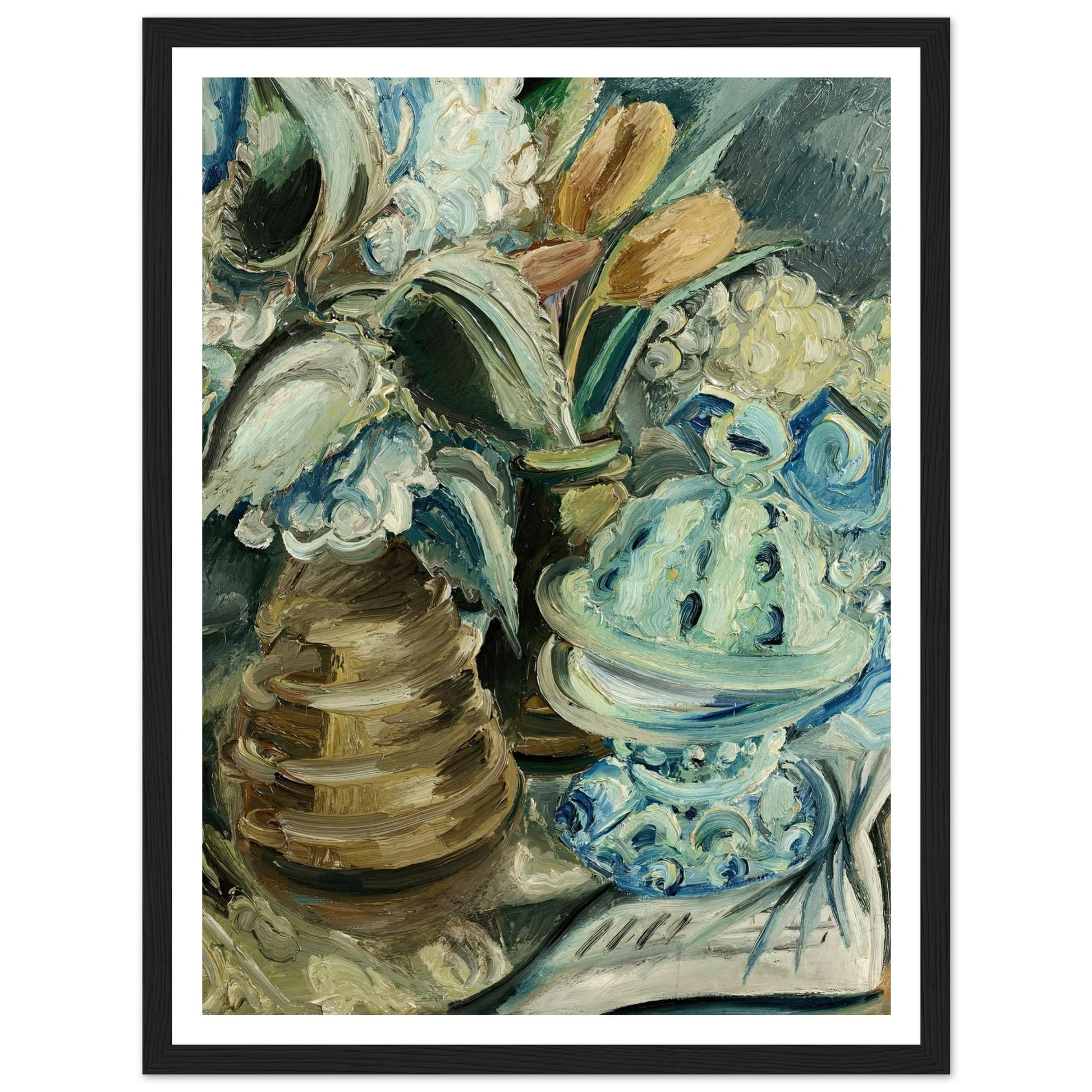 Hortensien und Tulpen (1925) Art Print | Paul Kleinschmidt - Framed Poster - 30x40 cm / 12x16″ - Black frame