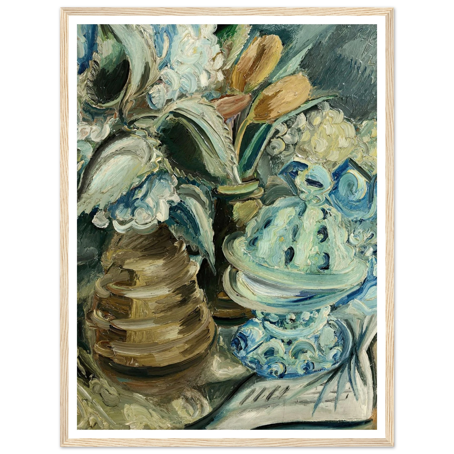 Hortensien und Tulpen (1925) Art Print | Paul Kleinschmidt - Framed Poster - 30x40 cm / 12x16″ - Black frame