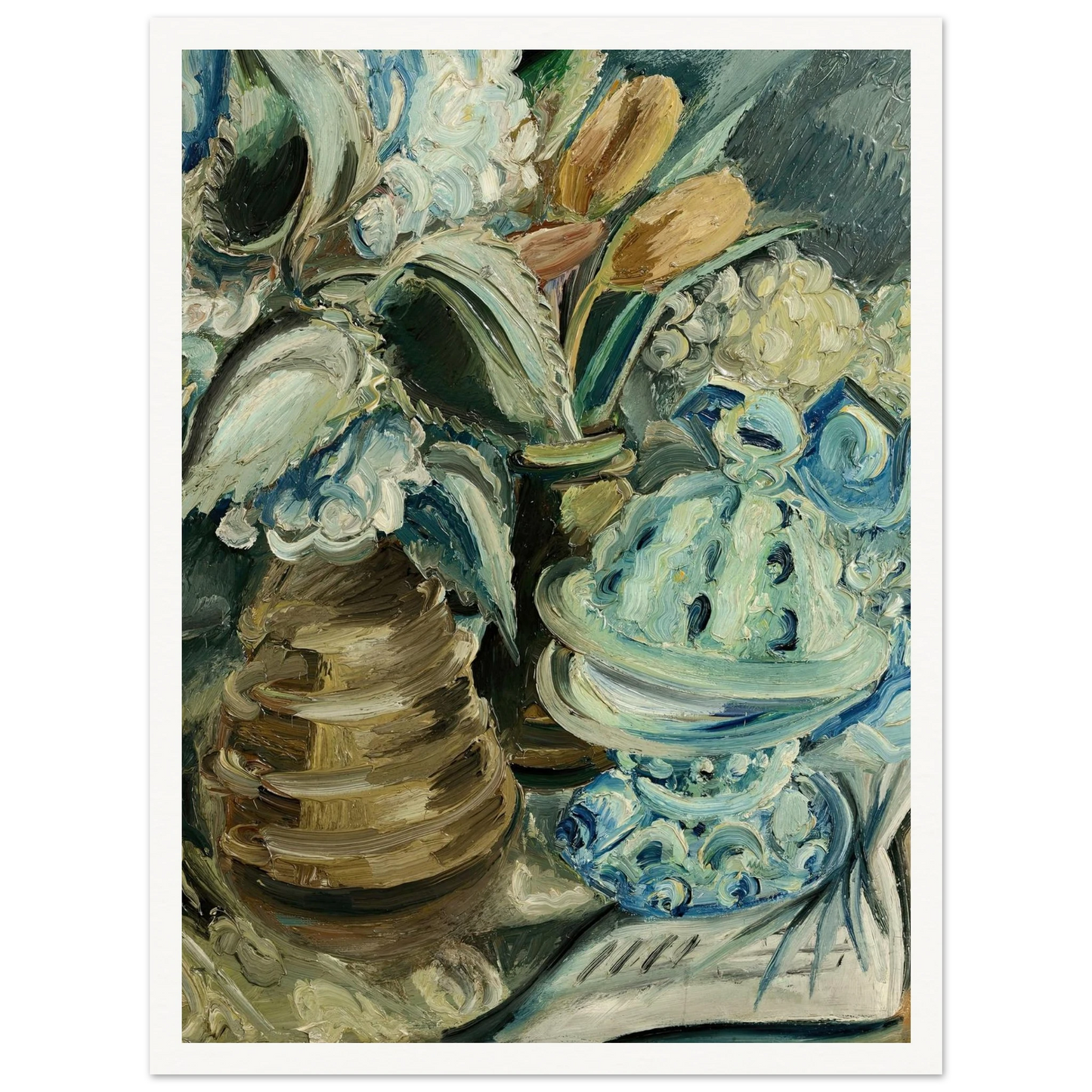 Hortensien und Tulpen (1925) Art Print | Paul Kleinschmidt - Framed Poster - 30x40 cm / 12x16″ - Black frame