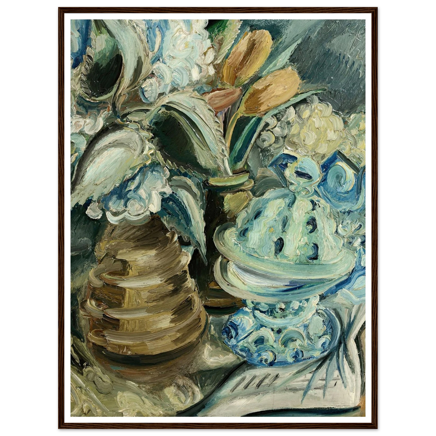 Hortensien und Tulpen (1925) Art Print | Paul Kleinschmidt - Framed Poster - 30x40 cm / 12x16″ - Black frame