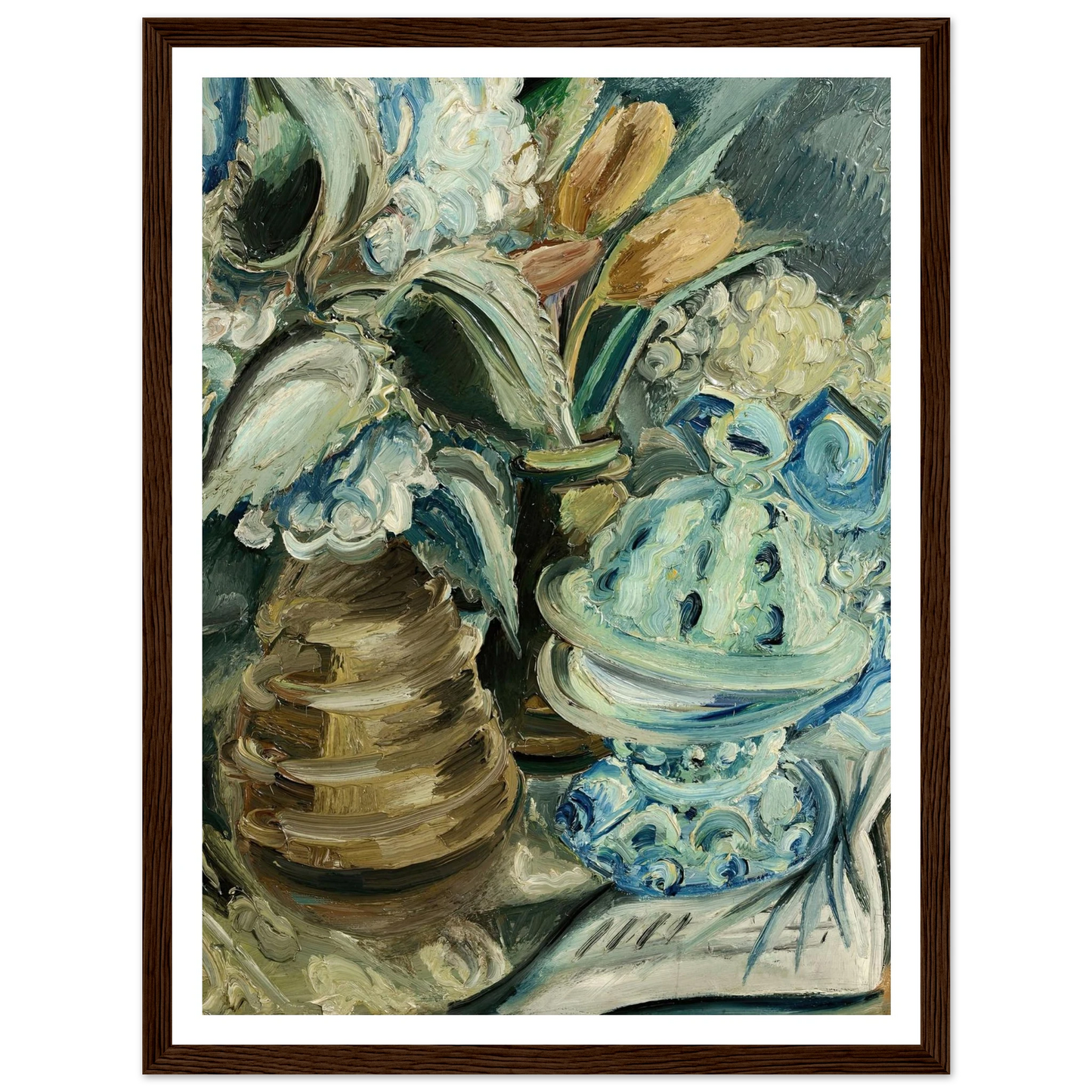 Hortensien und Tulpen (1925) Art Print | Paul Kleinschmidt - Framed Poster - 30x40 cm / 12x16″ - Black frame