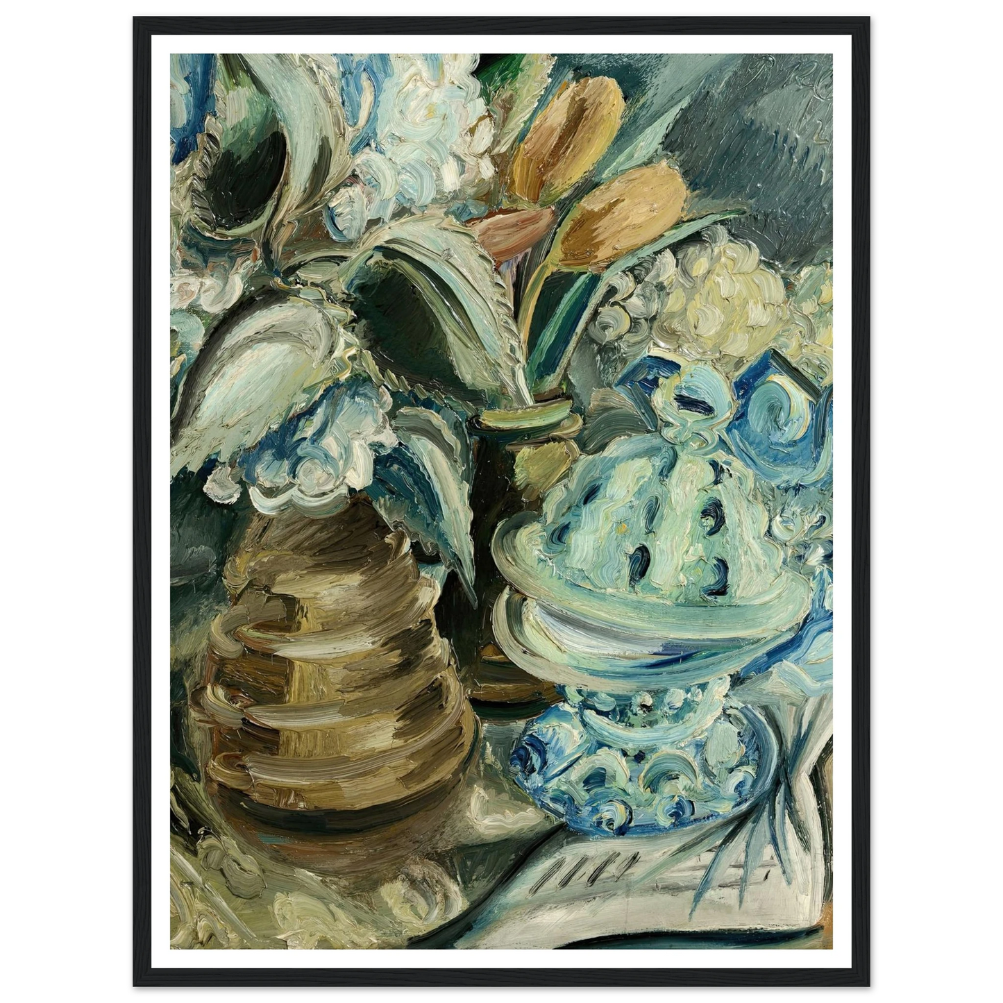 Hortensien und Tulpen (1925) Art Print | Paul Kleinschmidt - Framed Poster - 30x40 cm / 12x16″ - Black frame