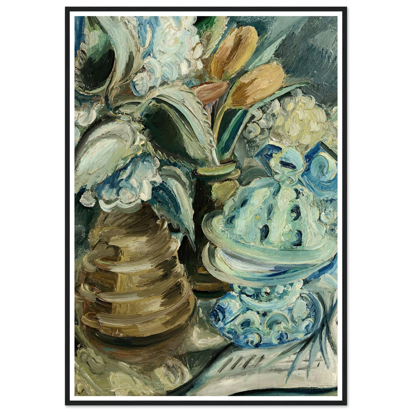 Hortensien und Tulpen (1925) Art Print | Paul Kleinschmidt - Framed Poster - 30x40 cm / 12x16″ - Black frame