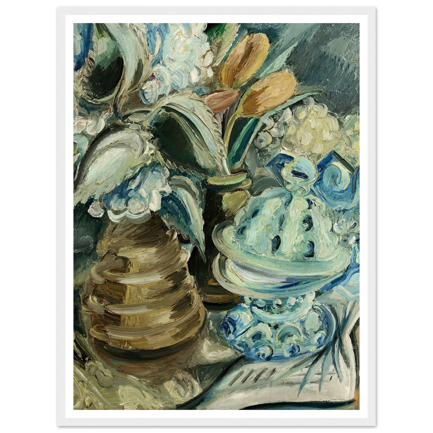 Hortensien und Tulpen (1925) Art Print | Paul Kleinschmidt - Framed Poster - 30x40 cm / 12x16″ - Black frame