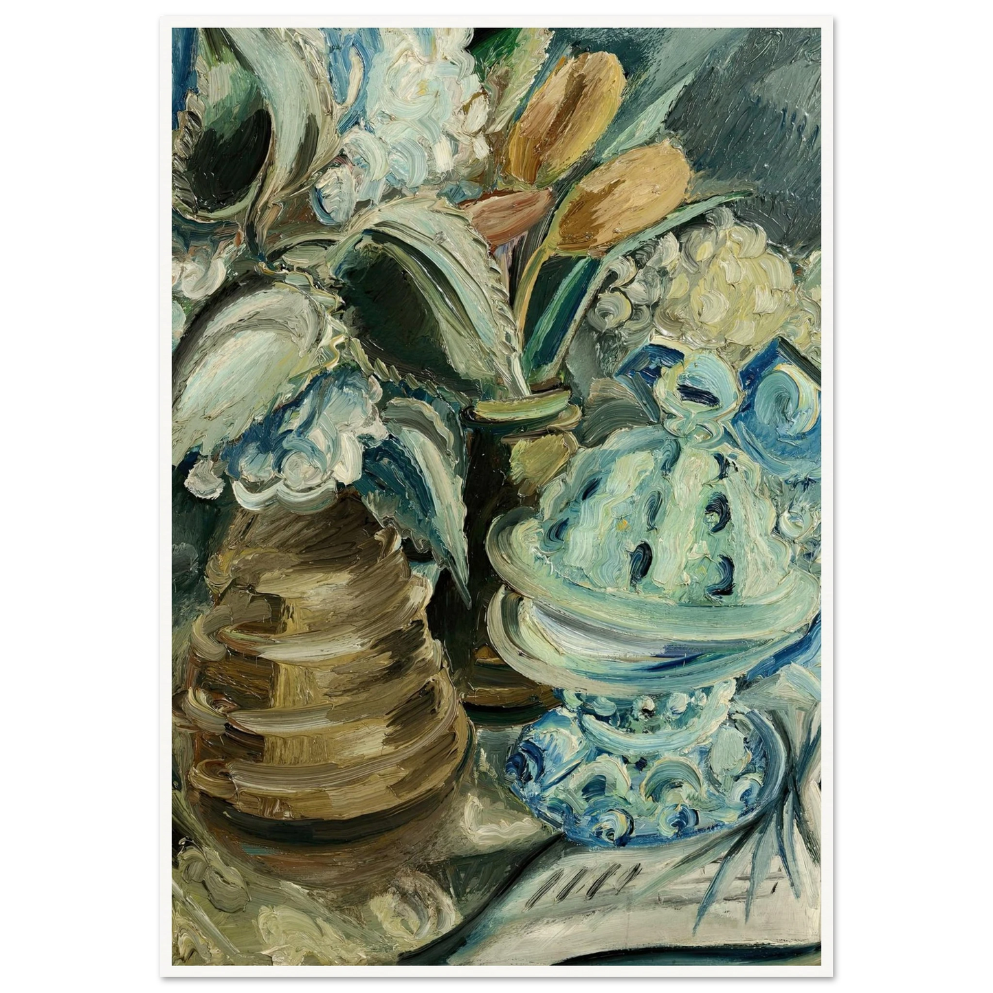 Hortensien und Tulpen (1925) Art Print | Paul Kleinschmidt - Framed Poster - 30x40 cm / 12x16″ - Black frame