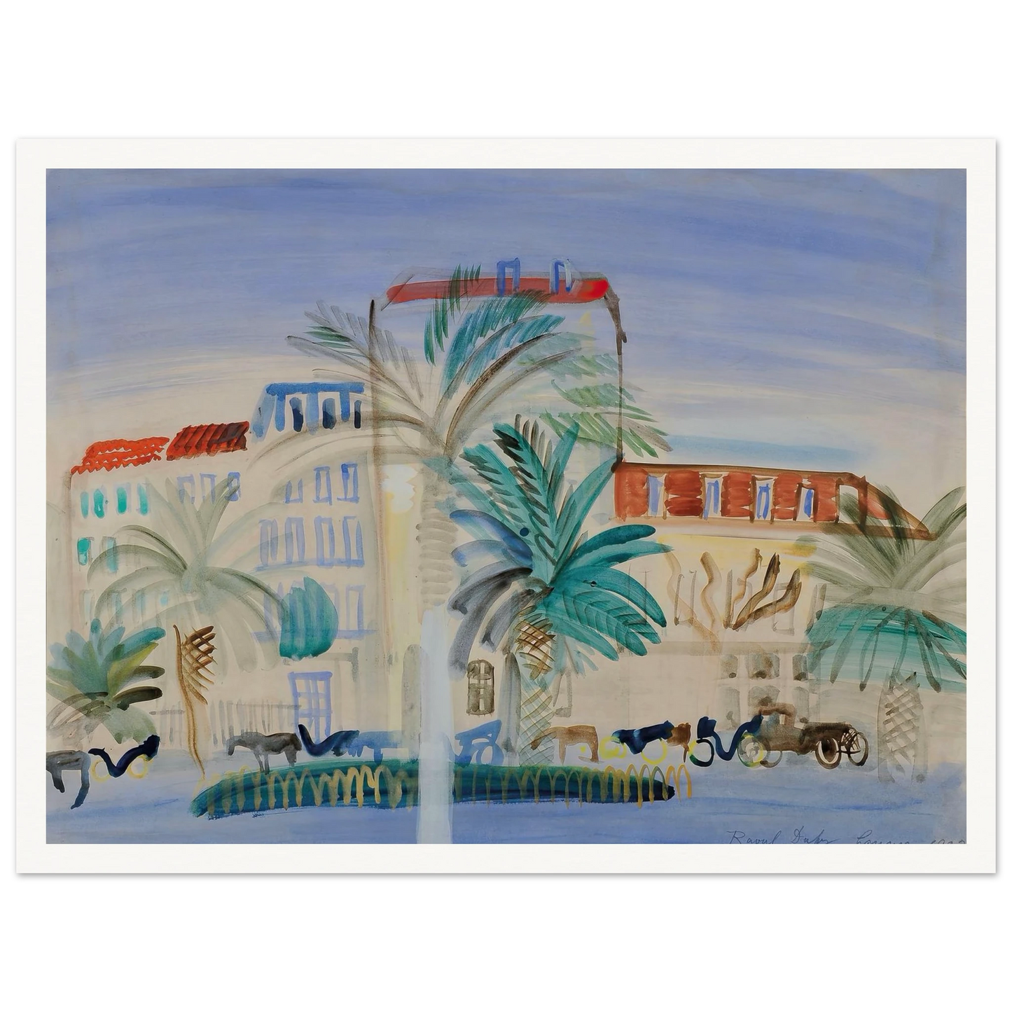 Hôtel à Cannes (1925) Art Print | Raoul Dufy - Framed Poster - 30x40 cm / 12x16″ - Black frame