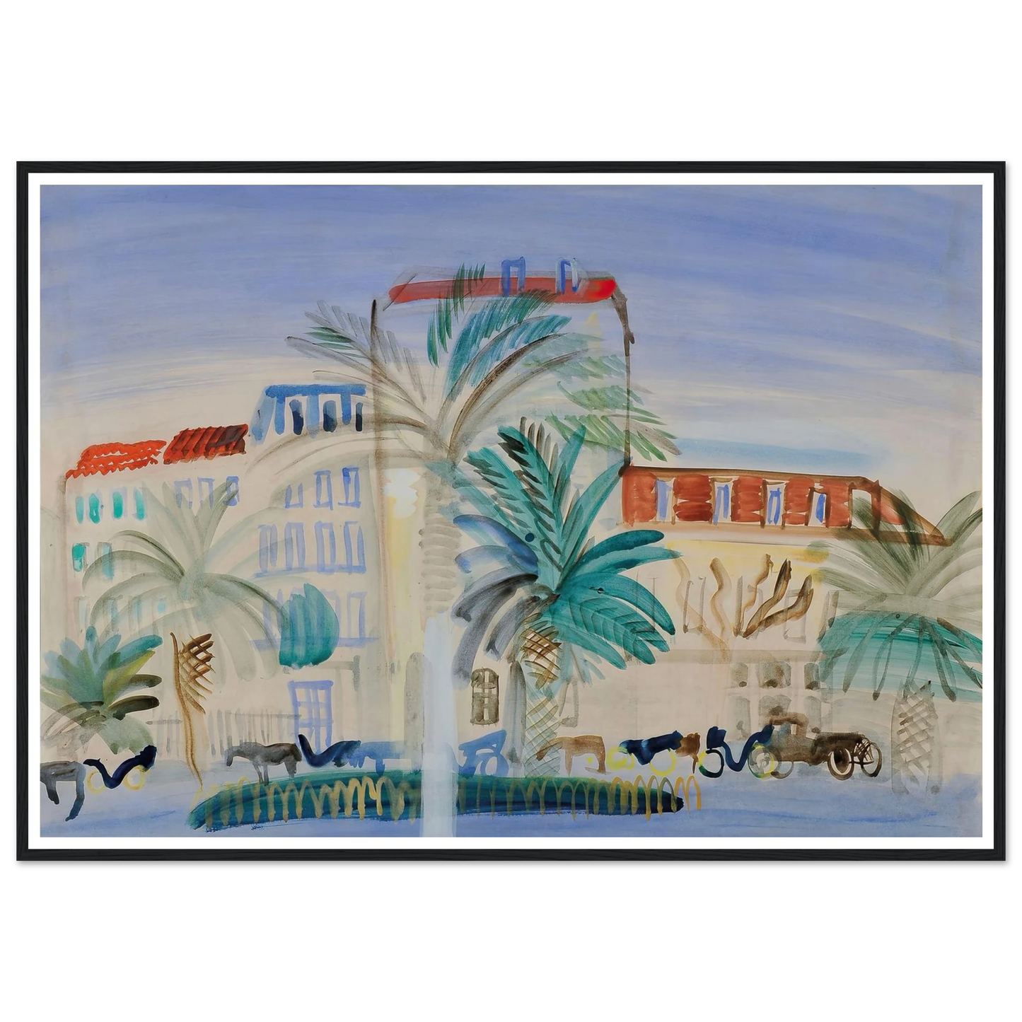 Hôtel à Cannes (1925) Art Print | Raoul Dufy - Framed Poster - 30x40 cm / 12x16″ - Black frame