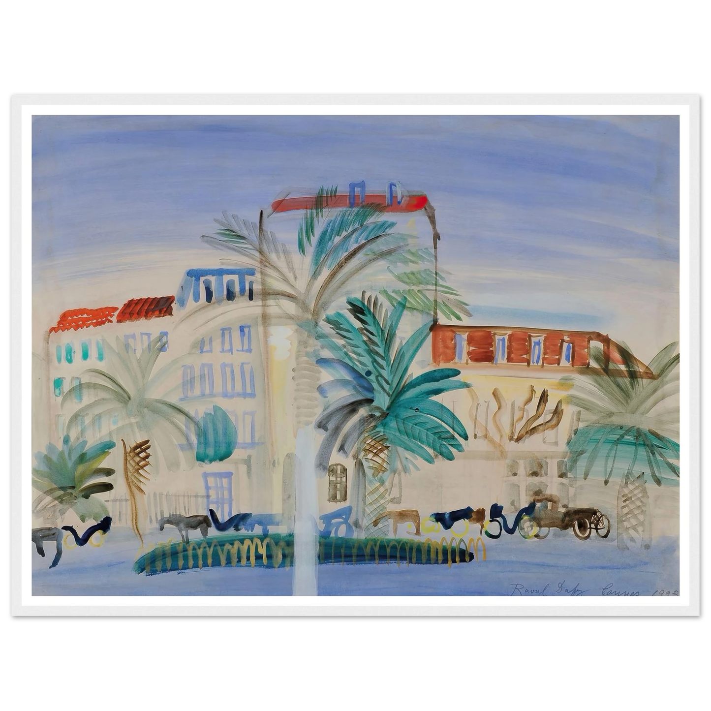 Hôtel à Cannes (1925) Art Print | Raoul Dufy - Framed Poster - 30x40 cm / 12x16″ - Black frame