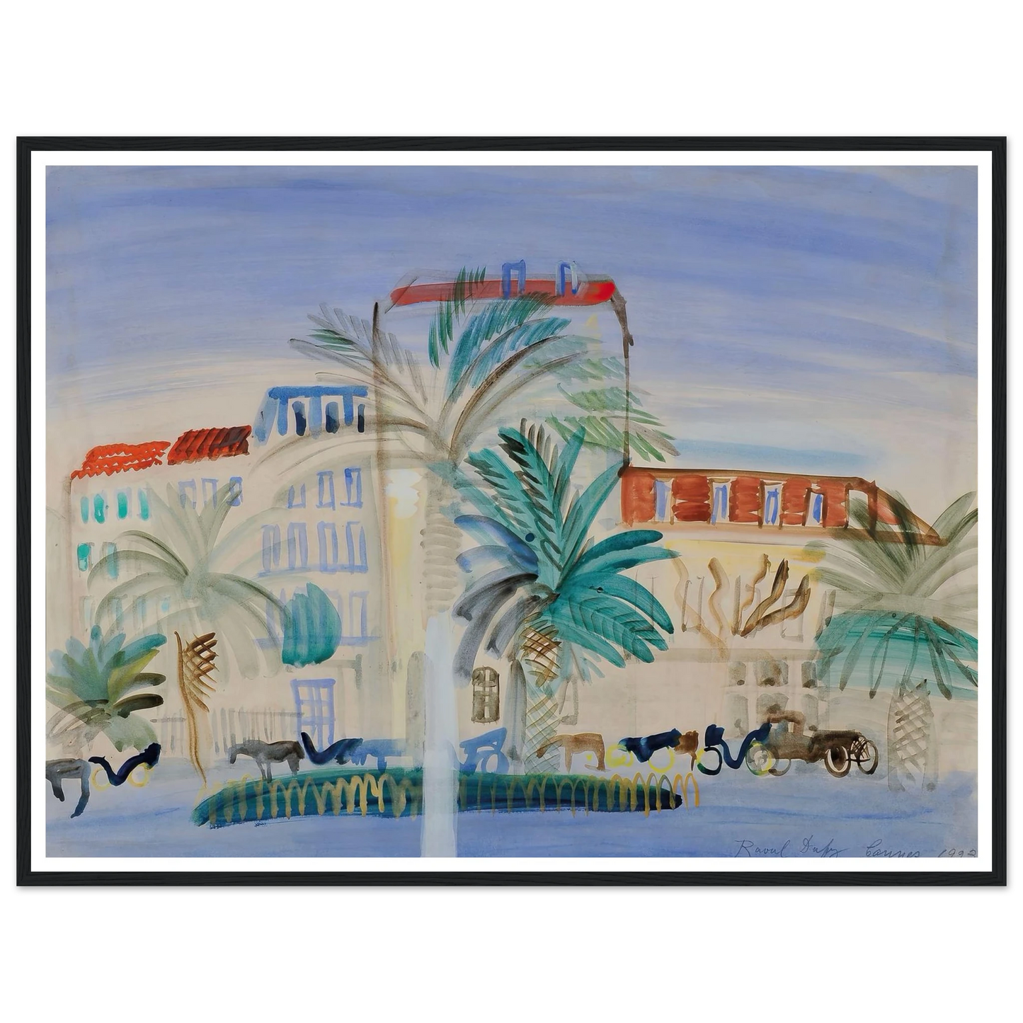 Hôtel à Cannes (1925) Art Print | Raoul Dufy - Framed Poster - 30x40 cm / 12x16″ - Black frame