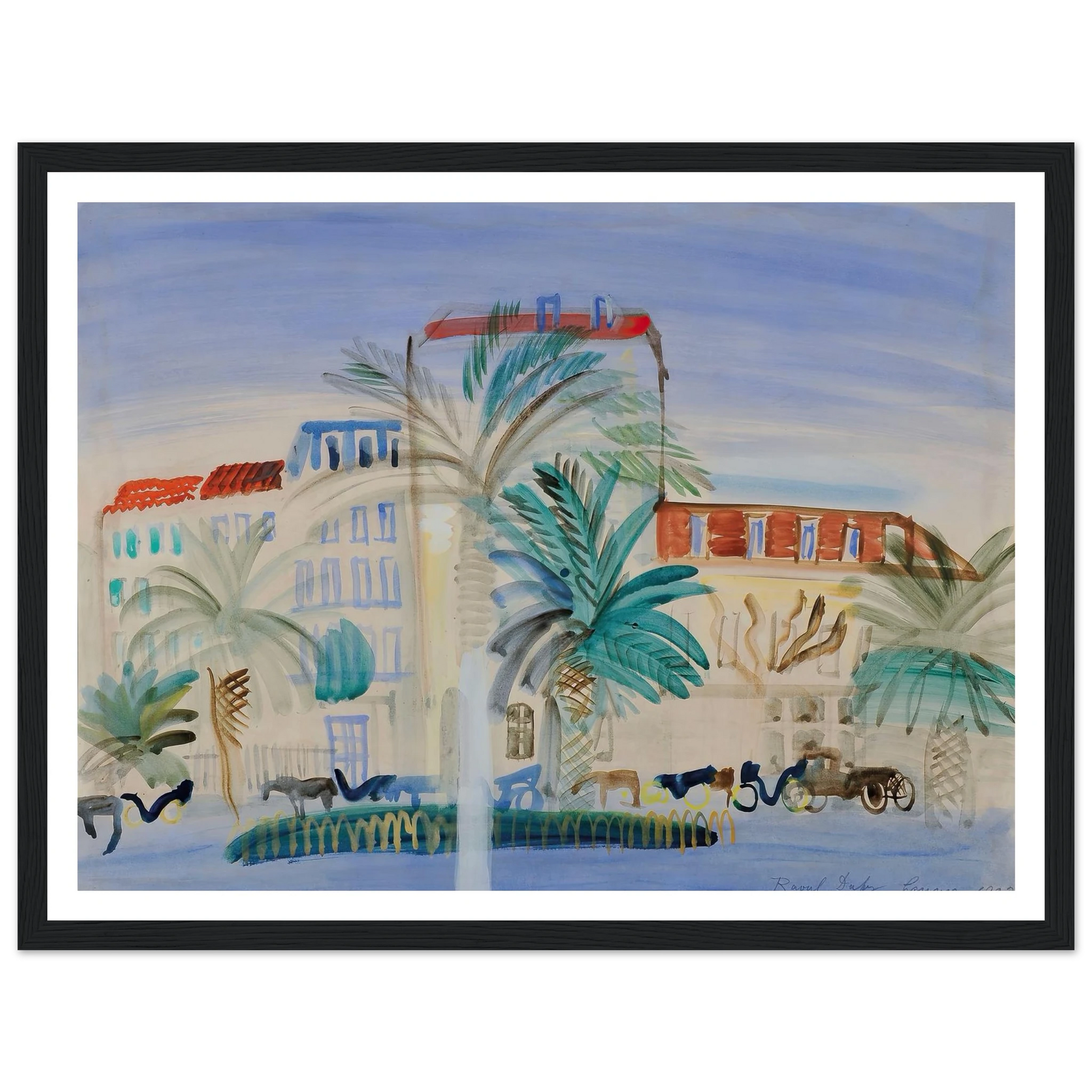 Hôtel à Cannes (1925) Art Print | Raoul Dufy - Framed Poster - 30x40 cm / 12x16″ - Black frame