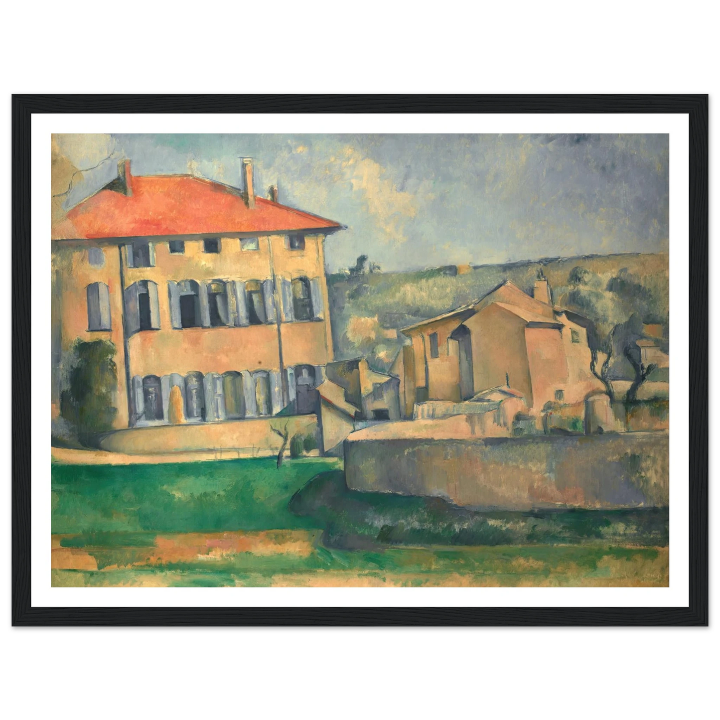 House in Aix (1885 - 1887) Art Print | Paul Cezanne - Framed Poster - 30x40 cm / 12x16″ - Black frame