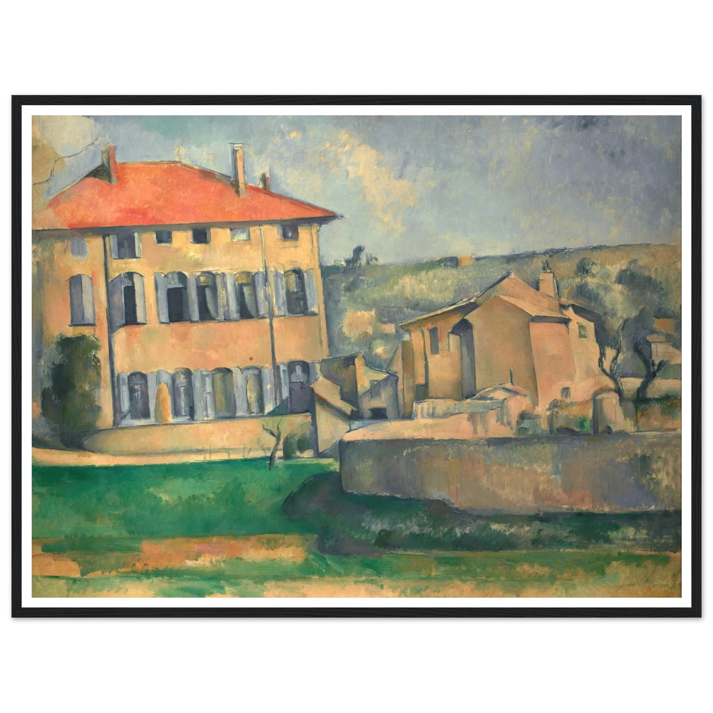 House in Aix (1885 - 1887) Art Print | Paul Cezanne - Framed Poster - 30x40 cm / 12x16″ - Black frame