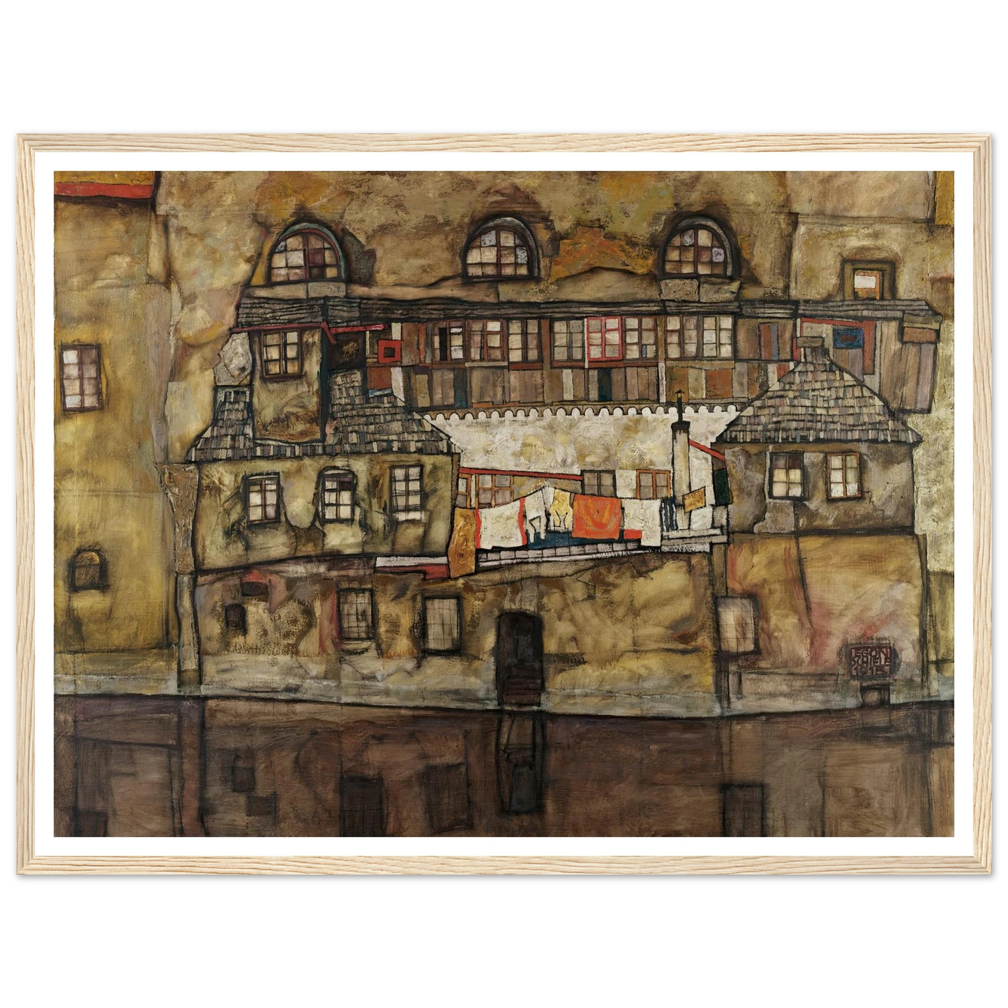 House Wall on the River (1915) Art Print | Egon Schiele - Framed Poster - 30x40 cm / 12x16″ - Black frame