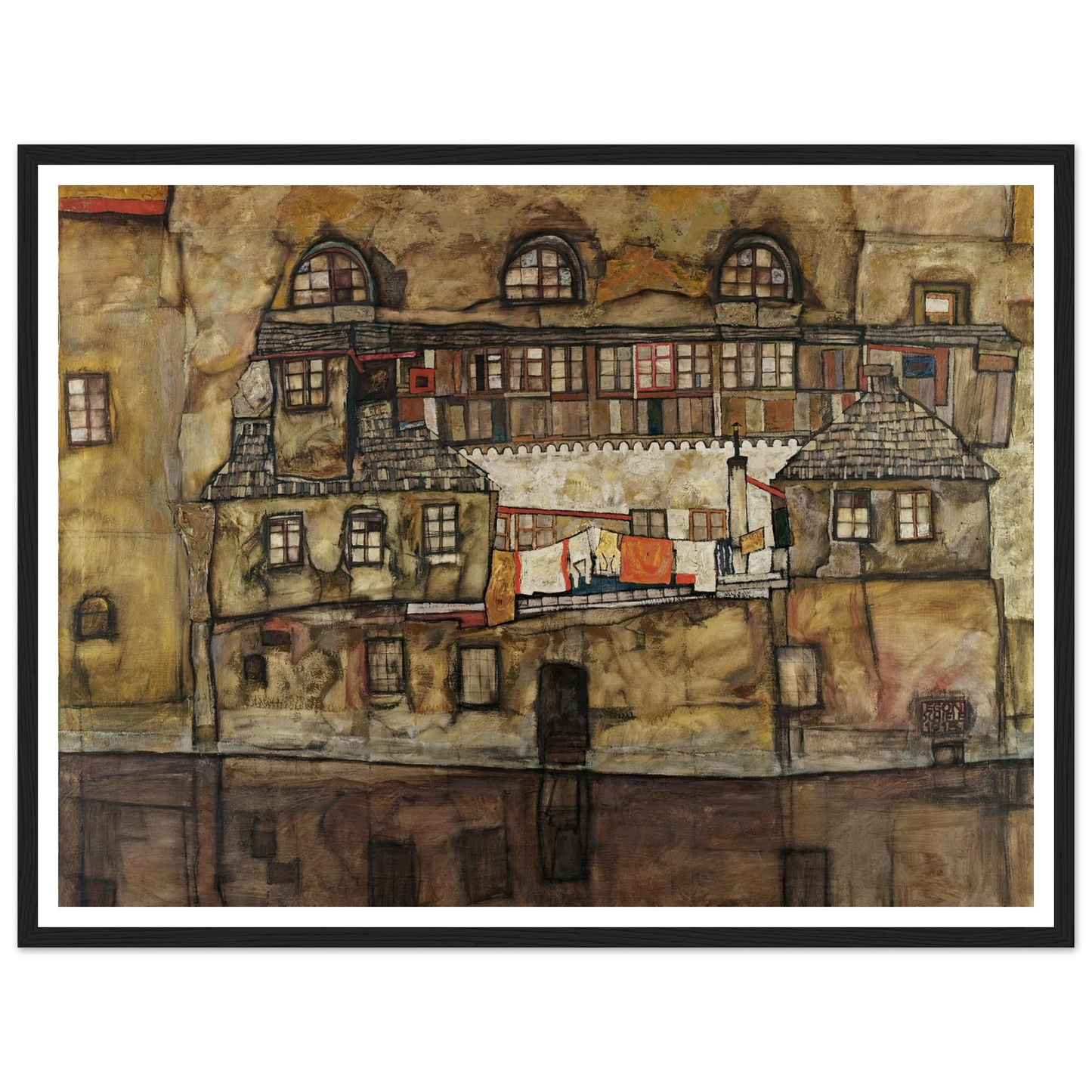 House Wall on the River (1915) Art Print | Egon Schiele - Framed Poster - 30x40 cm / 12x16″ - Black frame