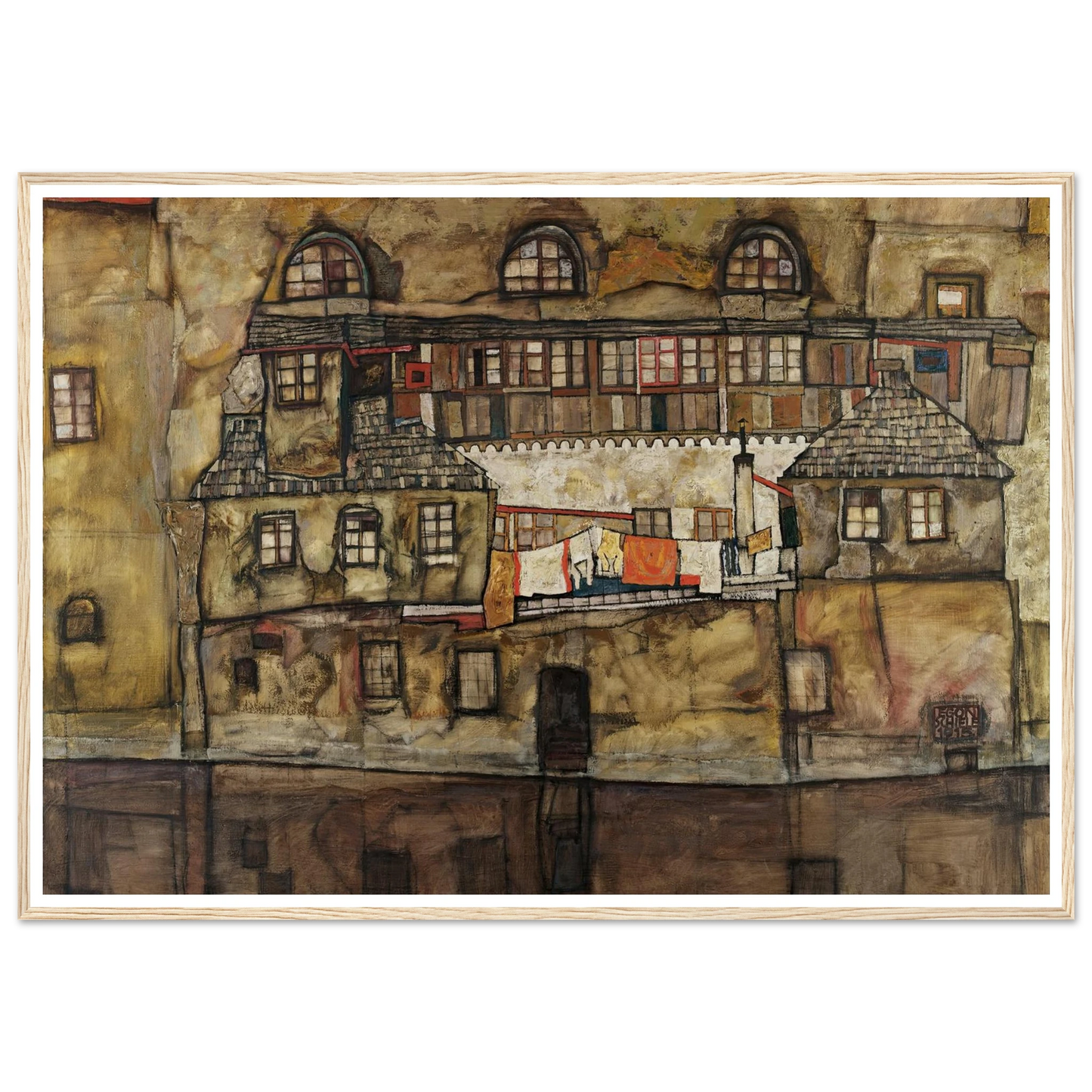 House Wall on the River (1915) Art Print | Egon Schiele - Framed Poster - 30x40 cm / 12x16″ - Black frame