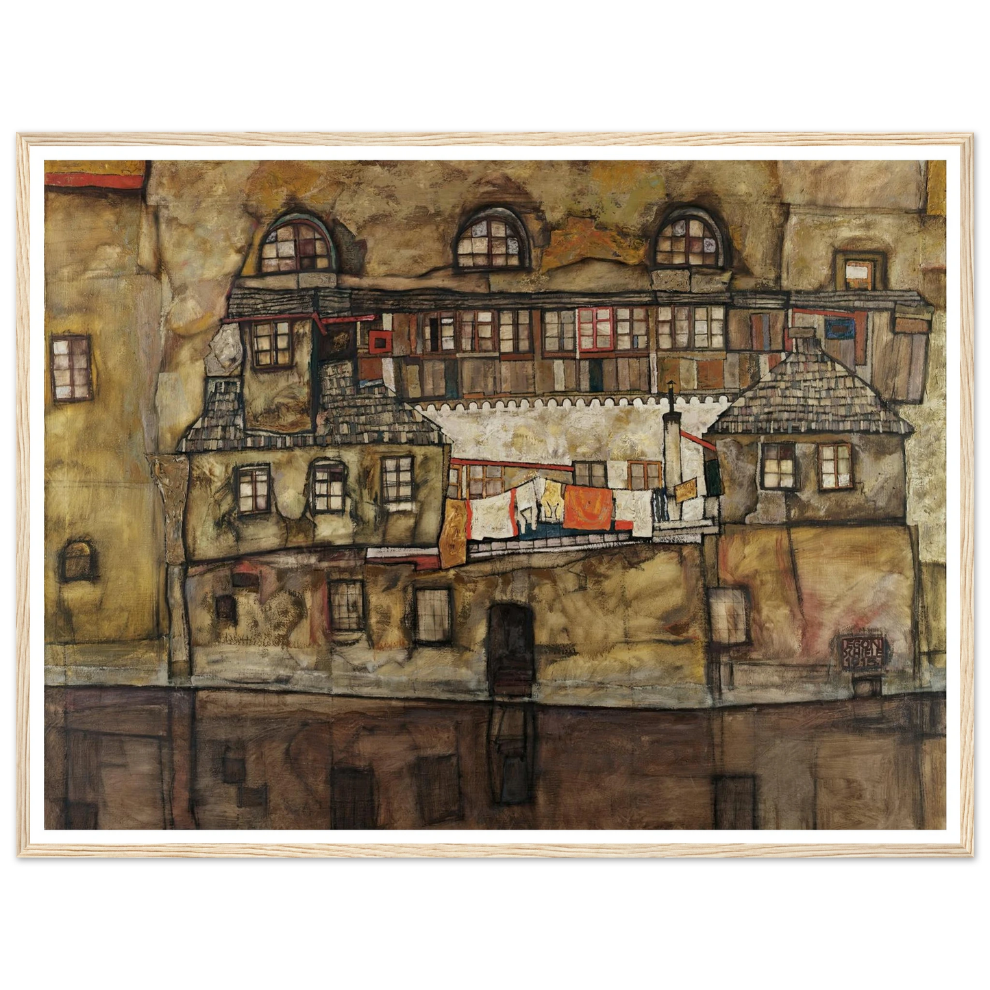 House Wall on the River (1915) Art Print | Egon Schiele - Framed Poster - 30x40 cm / 12x16″ - Black frame
