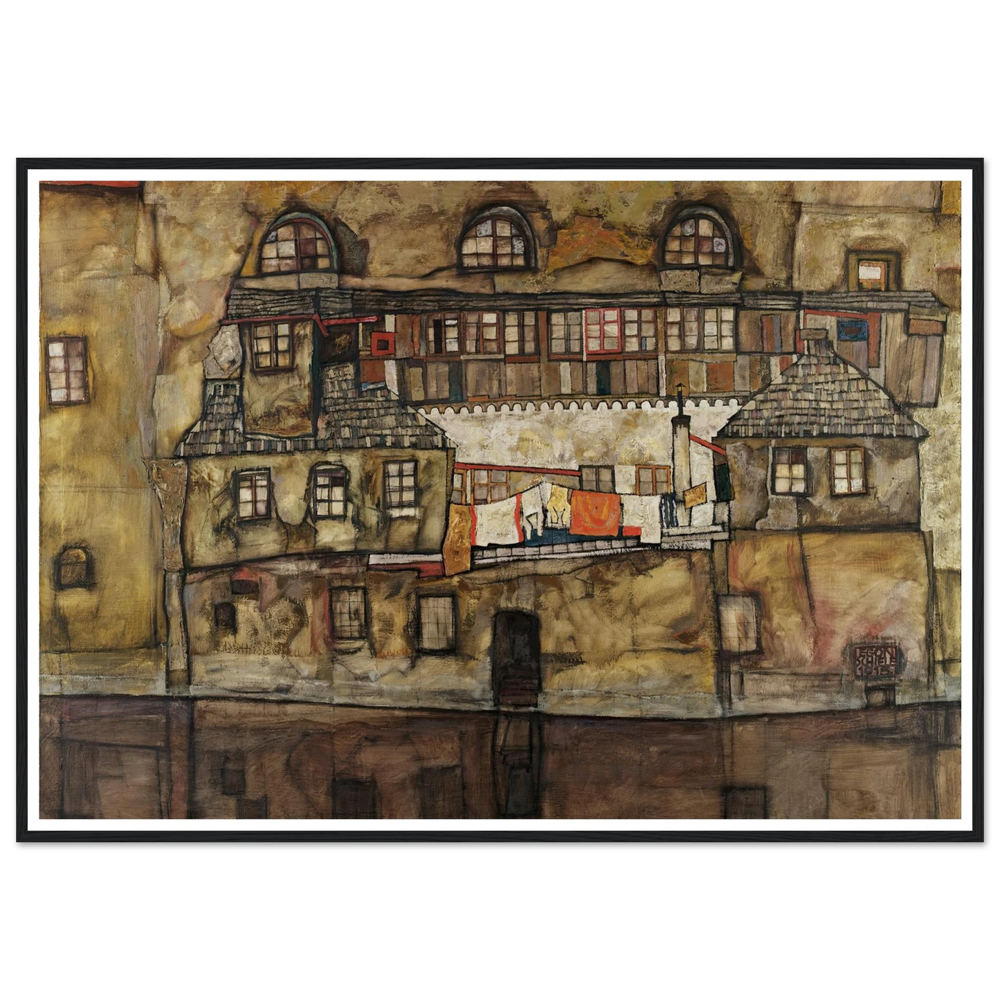 House Wall on the River (1915) Art Print | Egon Schiele - Framed Poster - 30x40 cm / 12x16″ - Black frame