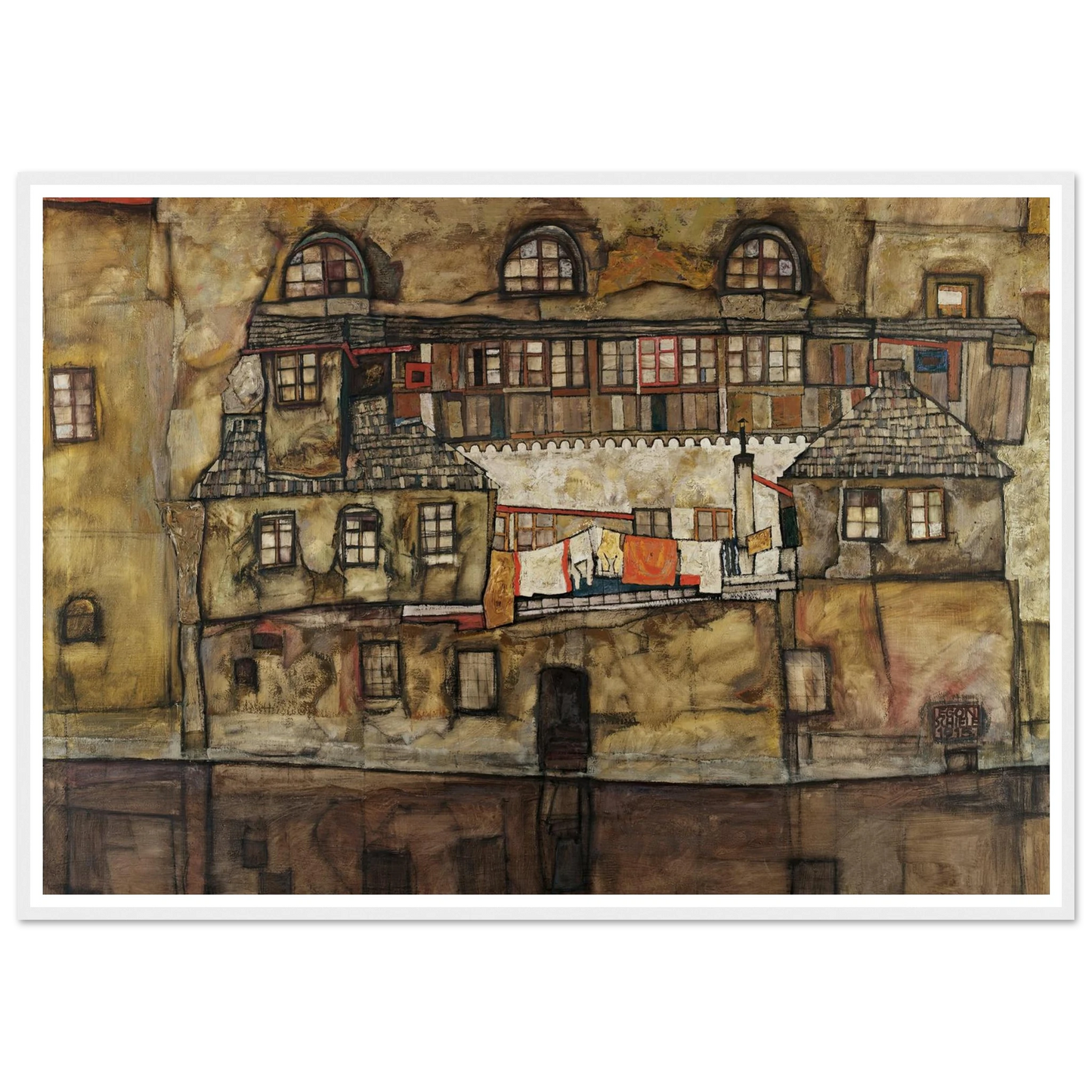 House Wall on the River (1915) Art Print | Egon Schiele - Framed Poster - 30x40 cm / 12x16″ - Black frame