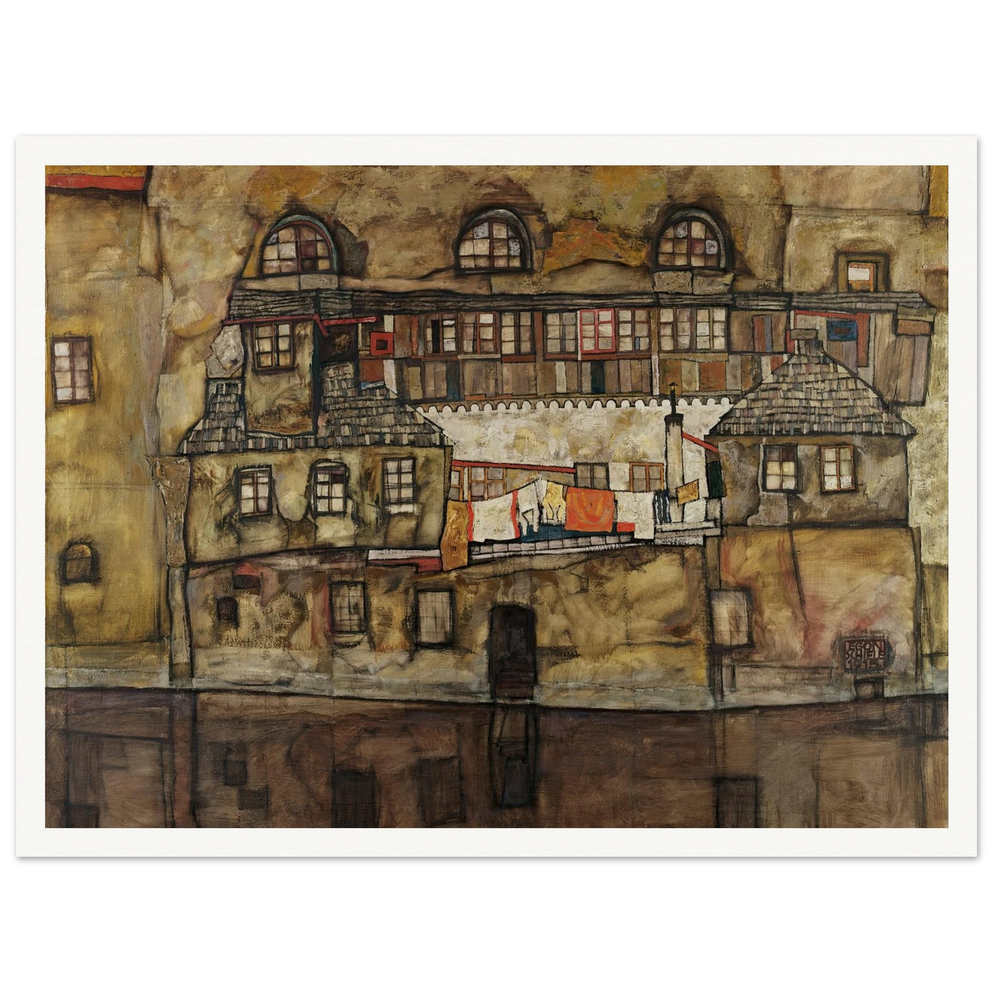 House Wall on the River (1915) Art Print | Egon Schiele - Framed Poster - 30x40 cm / 12x16″ - Black frame