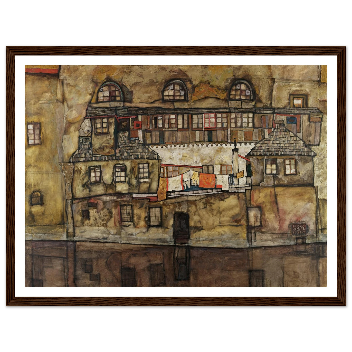 House Wall on the River (1915) Art Print | Egon Schiele - Framed Poster - 30x40 cm / 12x16″ - Black frame