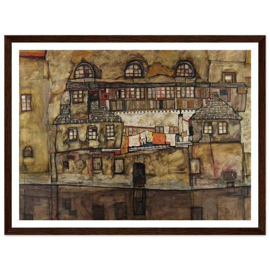 House Wall on the River (1915) Art Print | Egon Schiele - Framed Poster - 30x40 cm / 12x16″ - Black frame