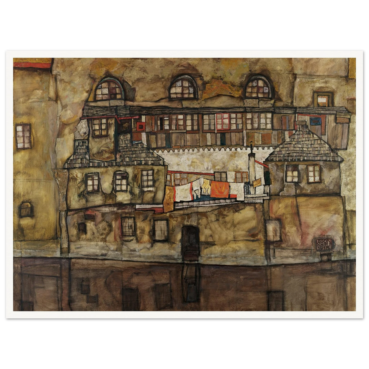 House Wall on the River (1915) Art Print | Egon Schiele - Framed Poster - 30x40 cm / 12x16″ - Black frame