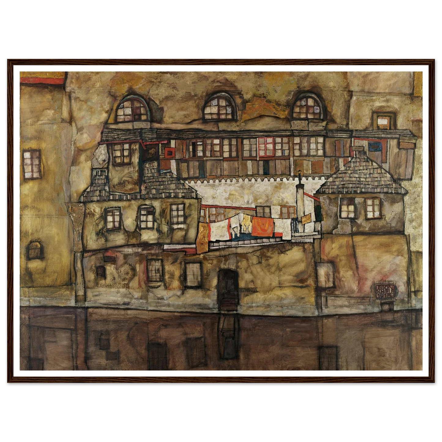 House Wall on the River (1915) Art Print | Egon Schiele - Framed Poster - 30x40 cm / 12x16″ - Black frame