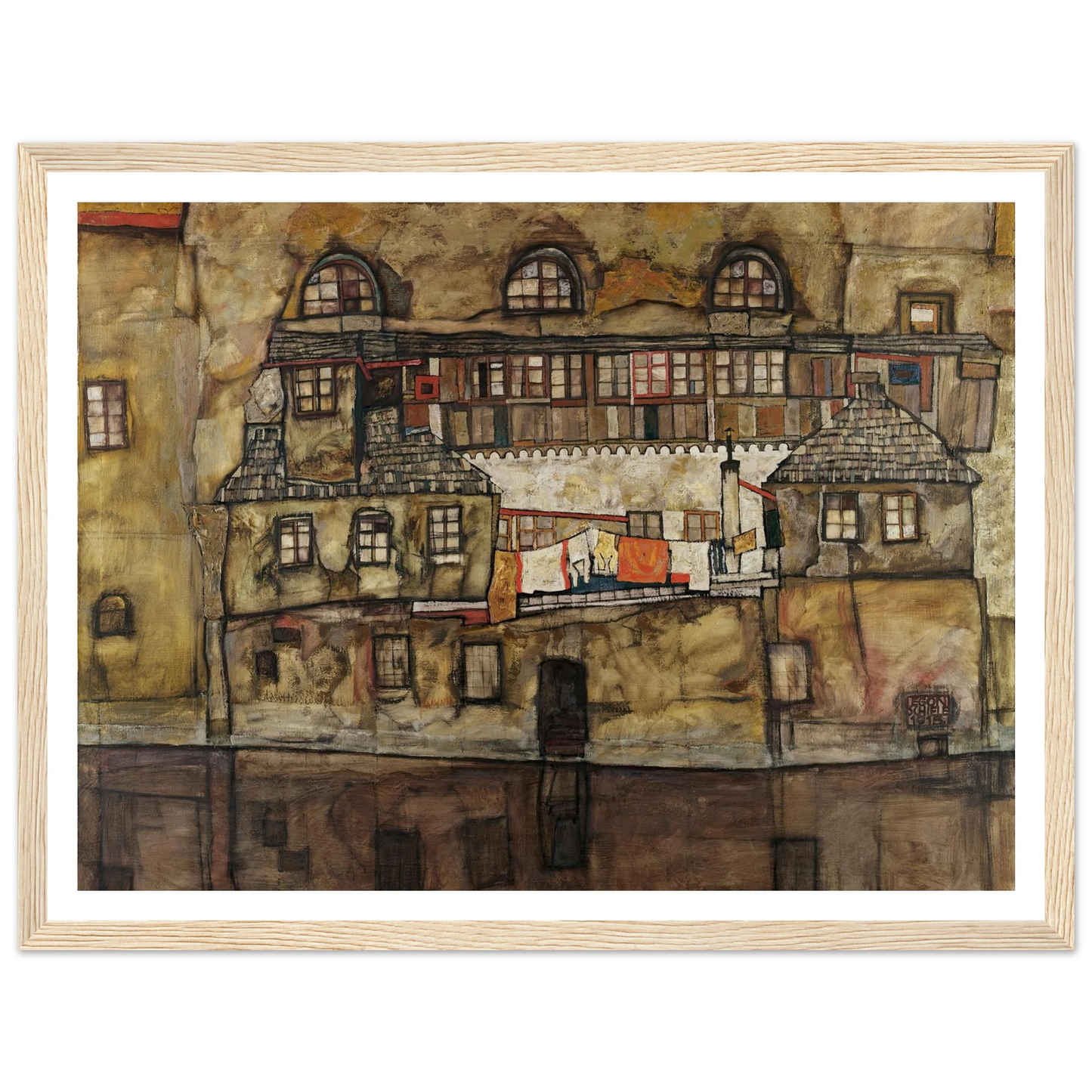 House Wall on the River (1915) Art Print | Egon Schiele - Framed Poster - 30x40 cm / 12x16″ - Black frame