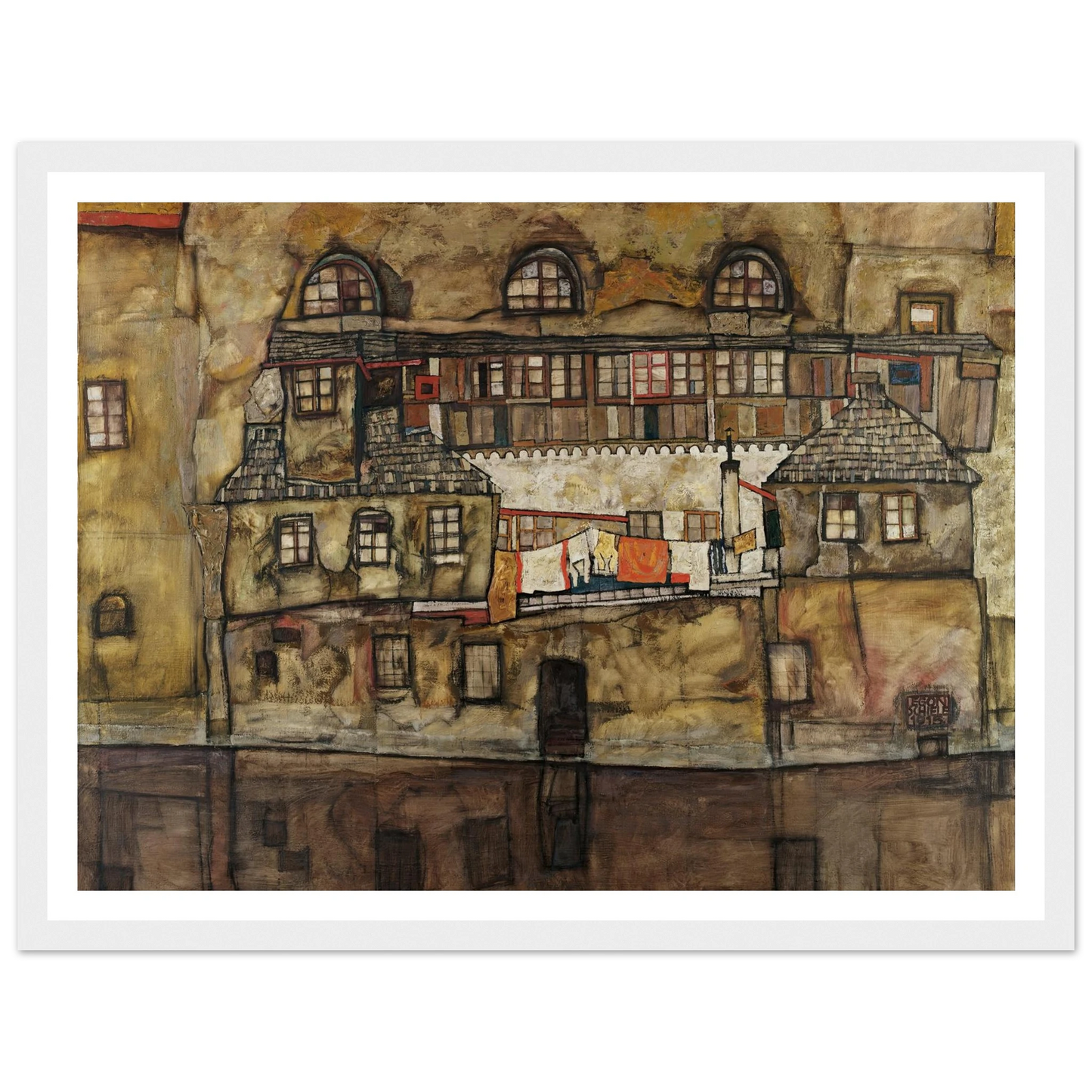 House Wall on the River (1915) Art Print | Egon Schiele - Framed Poster - 30x40 cm / 12x16″ - Black frame