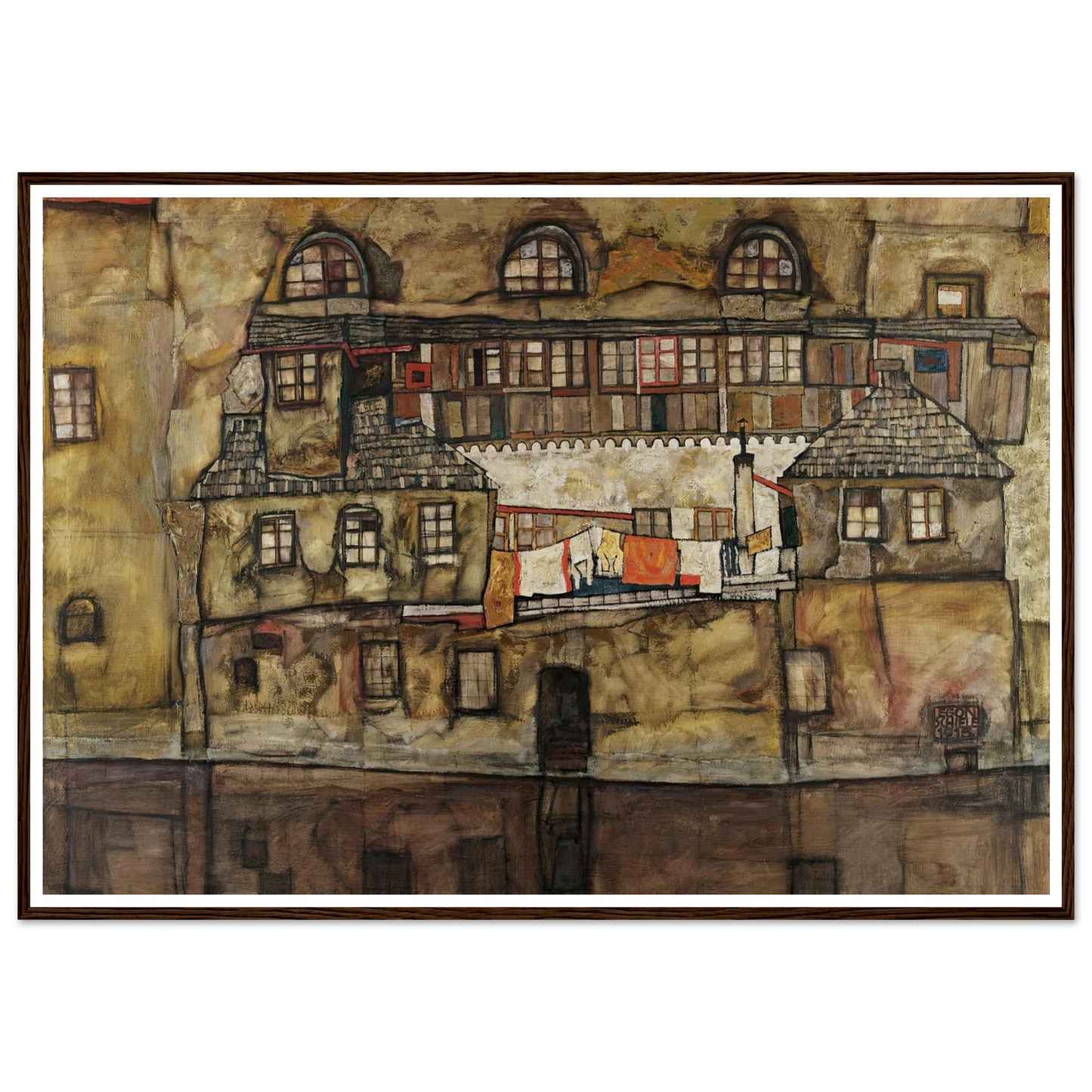 House Wall on the River (1915) Art Print | Egon Schiele - Framed Poster - 30x40 cm / 12x16″ - Black frame