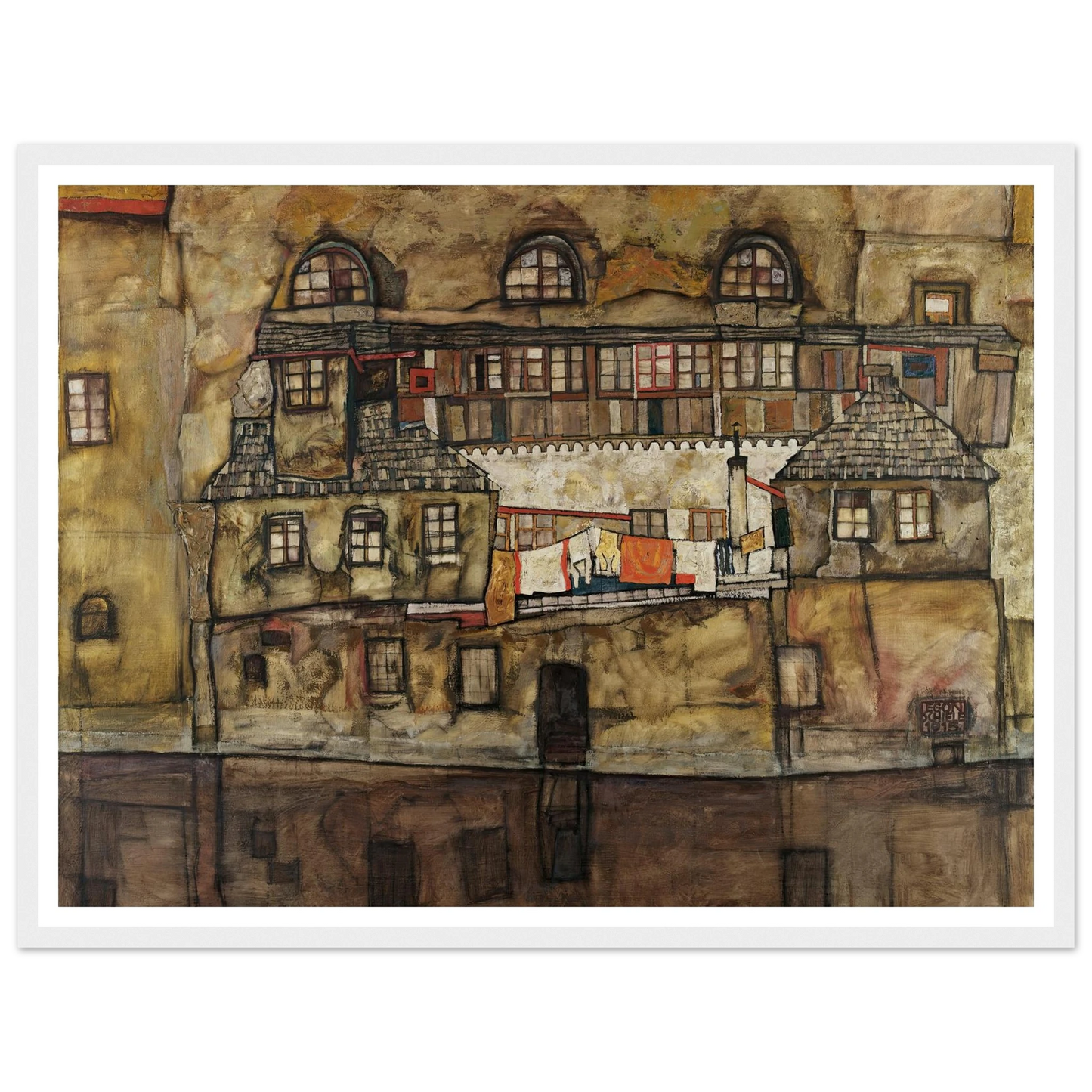 House Wall on the River (1915) Art Print | Egon Schiele - Framed Poster - 30x40 cm / 12x16″ - Black frame