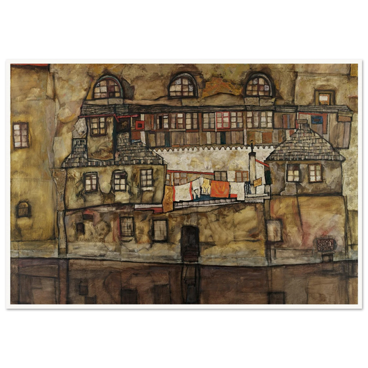 House Wall on the River (1915) Art Print | Egon Schiele - Framed Poster - 30x40 cm / 12x16″ - Black frame