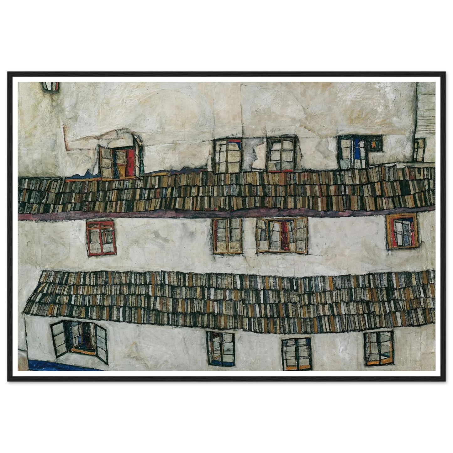 House wall (window) (1914) Art Print | Egon Schiele - Framed Poster - 30x40 cm / 12x16″ - Black frame