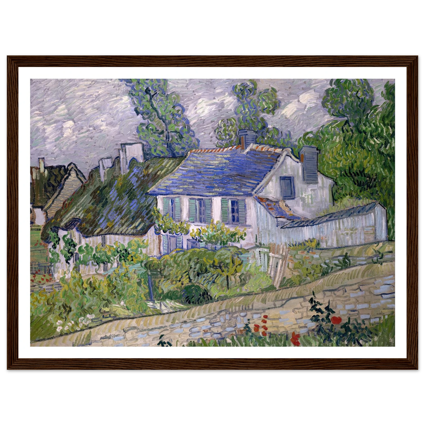 Houses at Auvers Art Print | Vincent van Gogh - Framed Poster - 30x40 cm / 12x16″ - Black frame