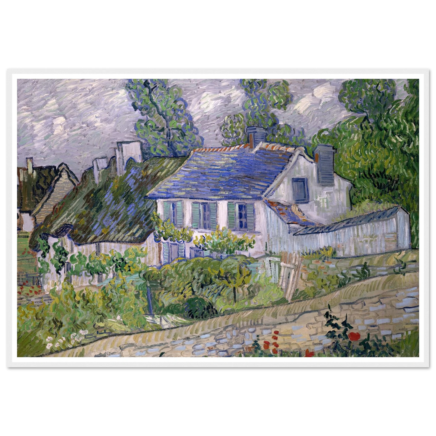 Houses at Auvers Art Print | Vincent van Gogh - Framed Poster - 30x40 cm / 12x16″ - Black frame