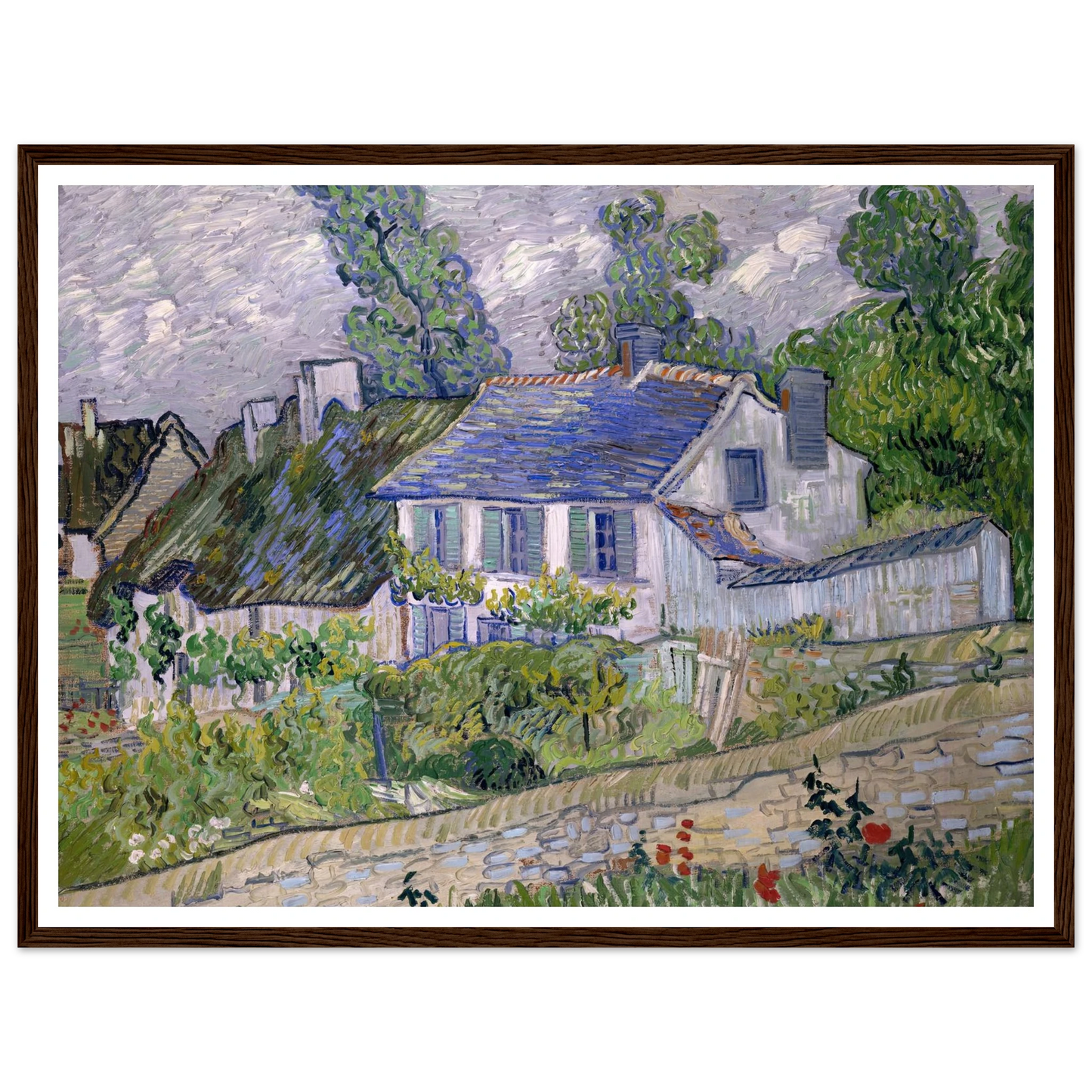 Houses at Auvers Art Print | Vincent van Gogh - Framed Poster - 30x40 cm / 12x16″ - Black frame