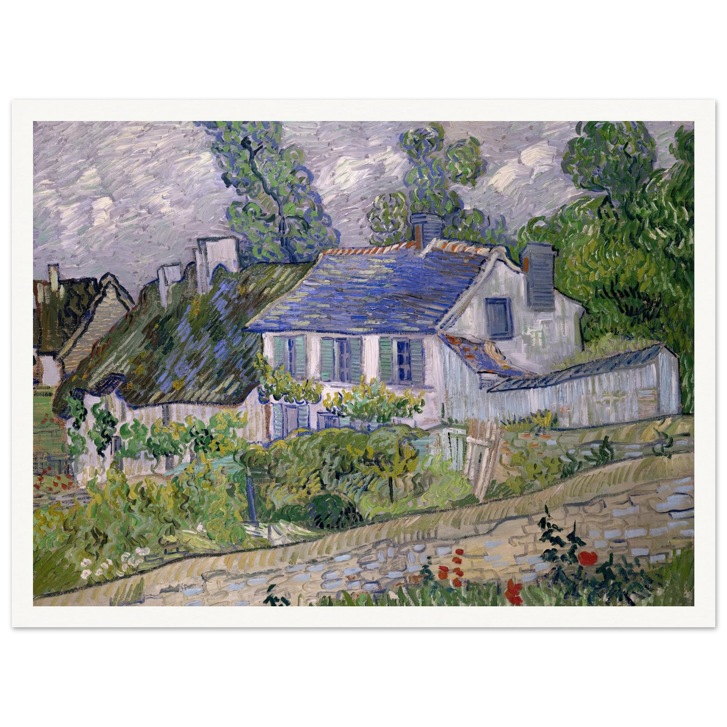 Houses at Auvers Art Print | Vincent van Gogh - Framed Poster - 30x40 cm / 12x16″ - Black frame
